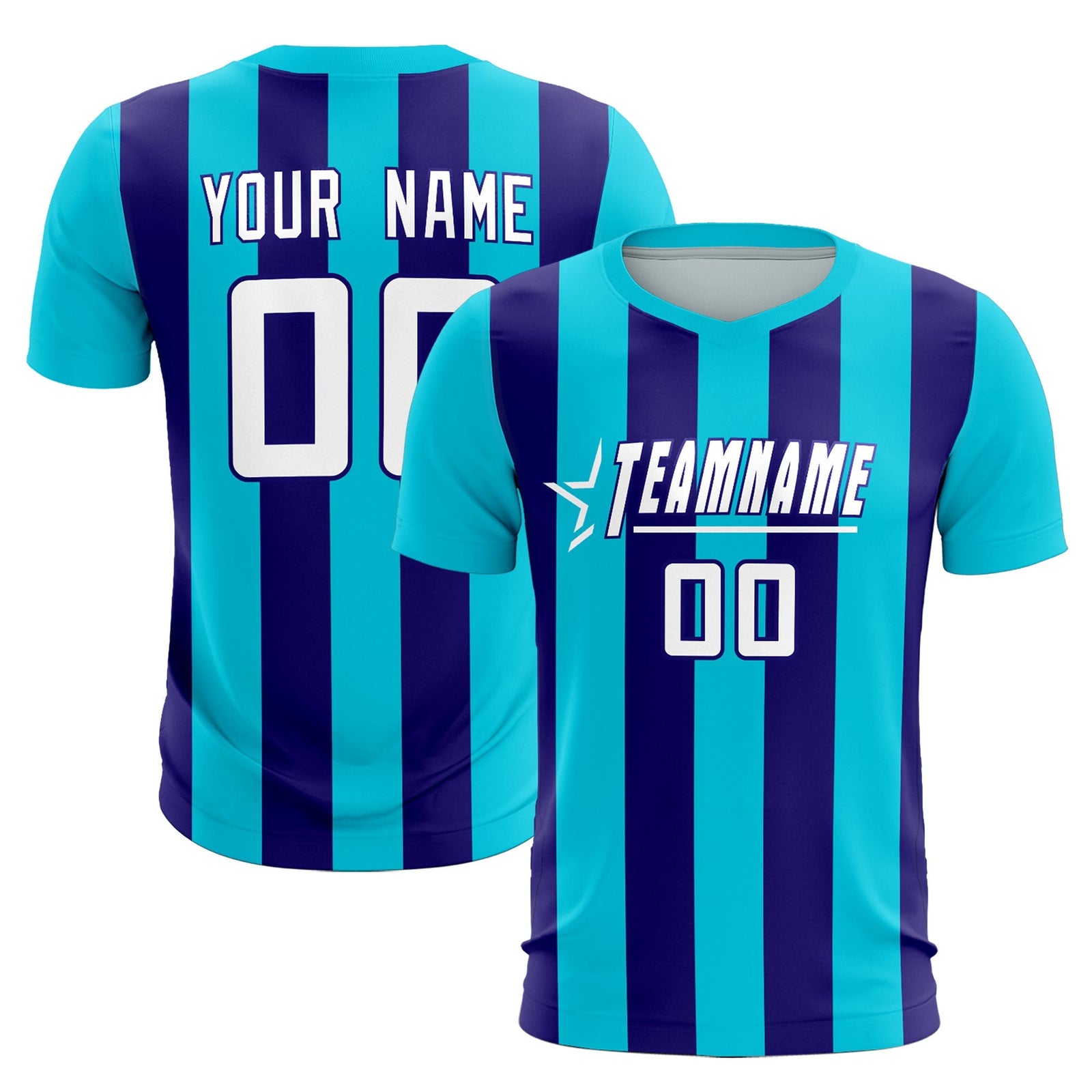 Custom Sky Blue Royal Vertical Stripes Casual Outdoor Soccer Sets Jersey