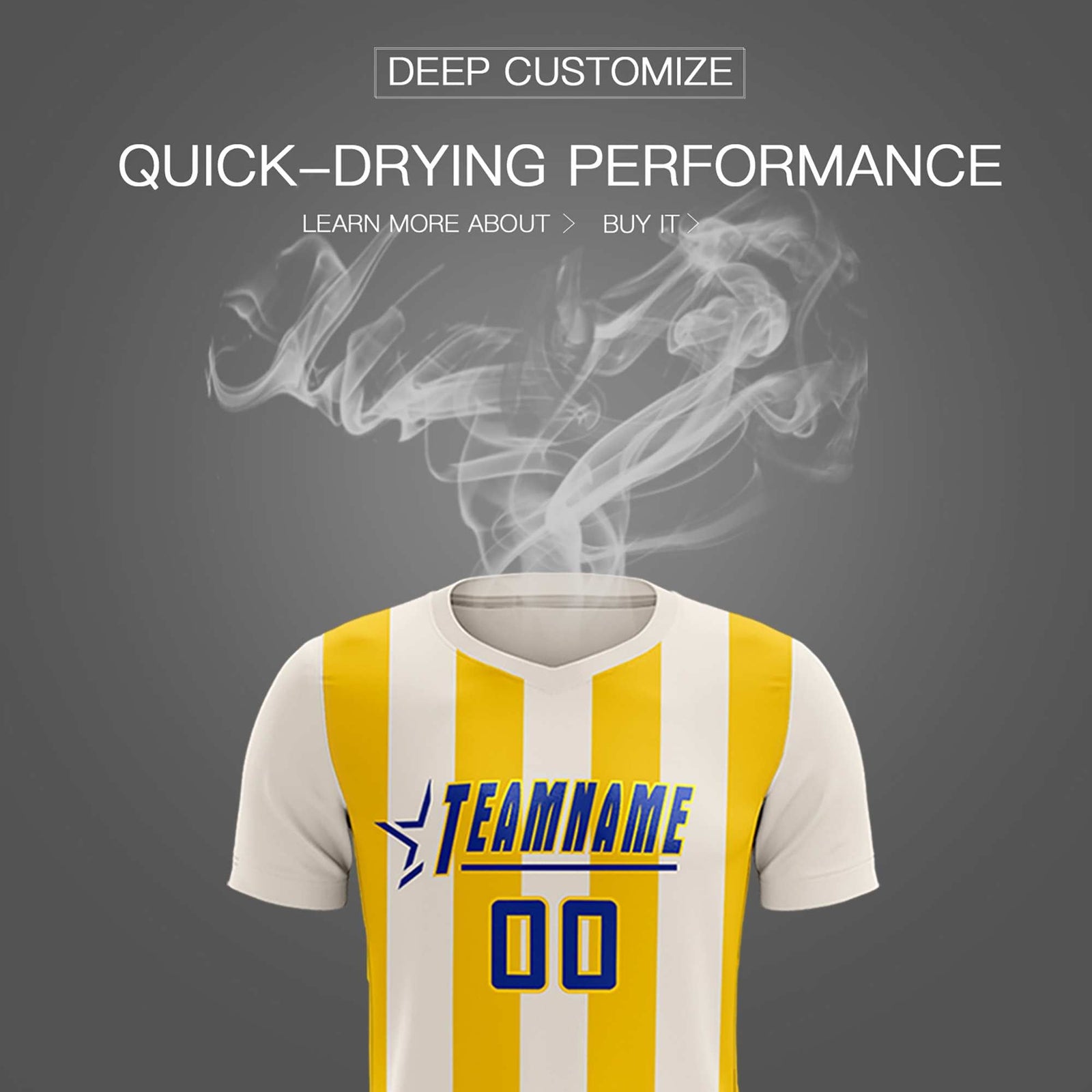 Custom Cream Gold Vertical Stripes Casual Outdoor Soccer Sets Jersey