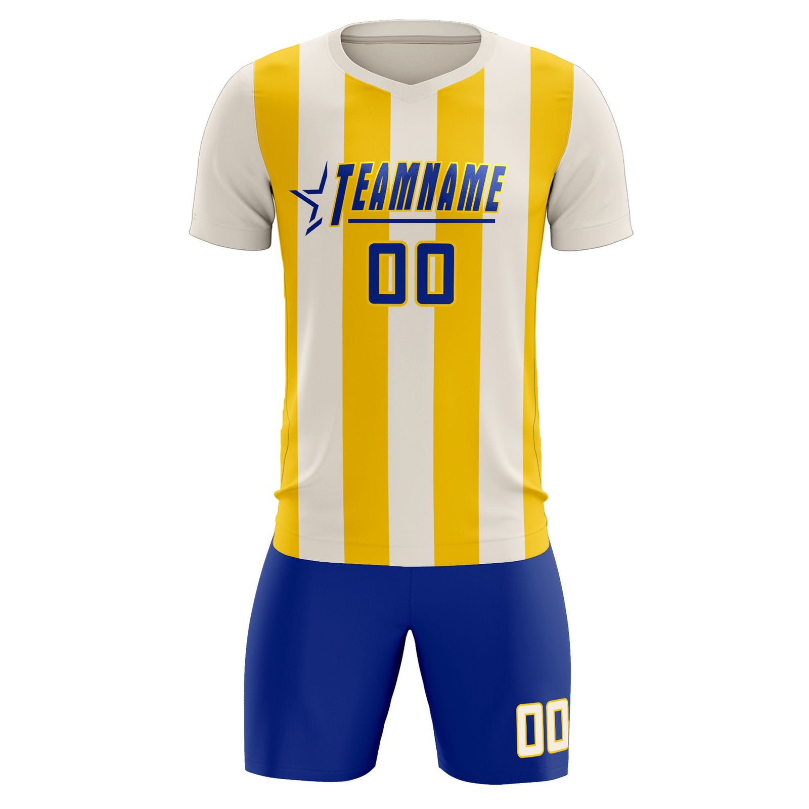 Custom Cream Gold Vertical Stripes Casual Outdoor Soccer Sets Jersey