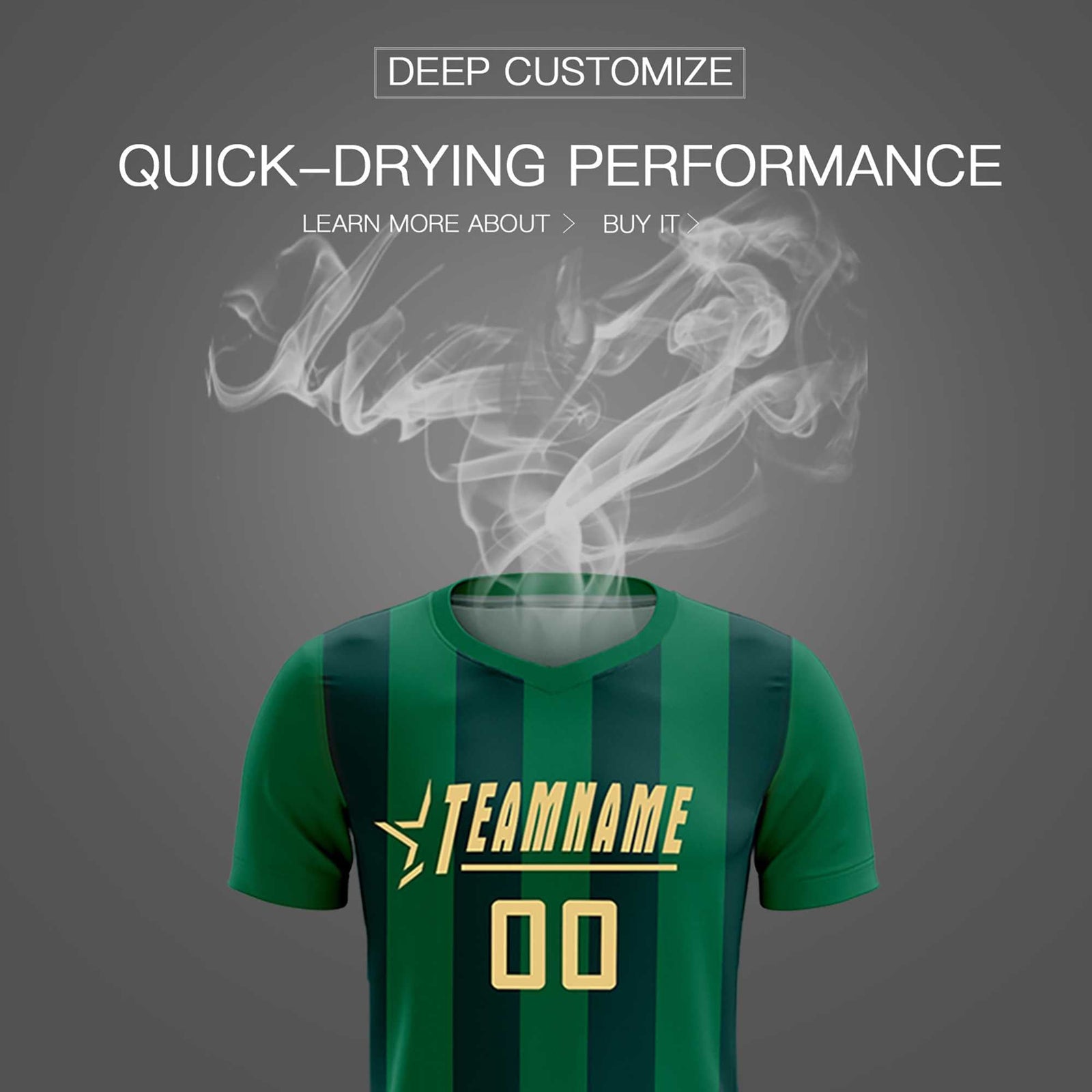 Custom Kelly Green Midnight Green Vertical Stripes Casual Outdoor Soccer Sets Jersey