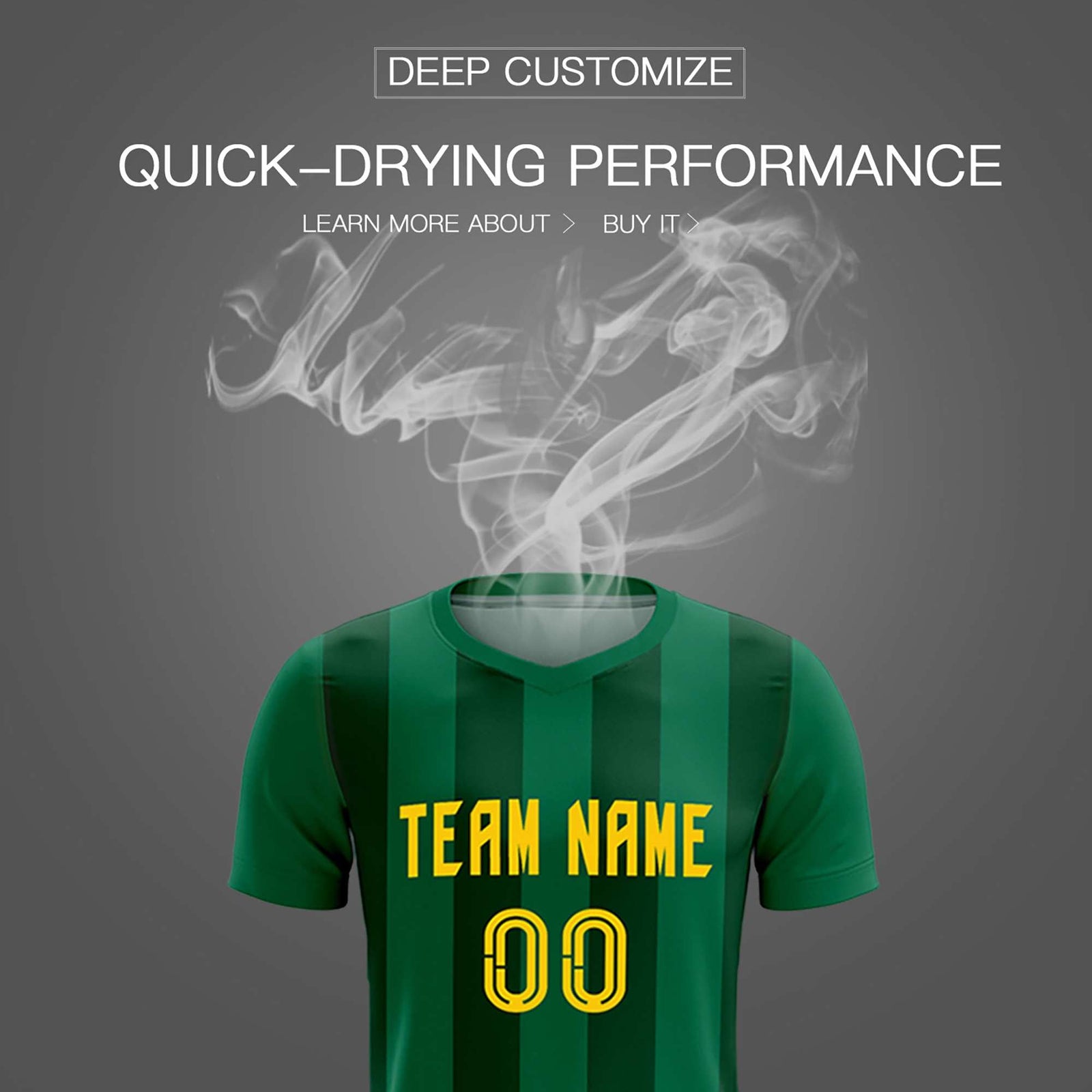Custom Kelly Green Green Vertical Stripes Casual Outdoor Soccer Sets Jersey