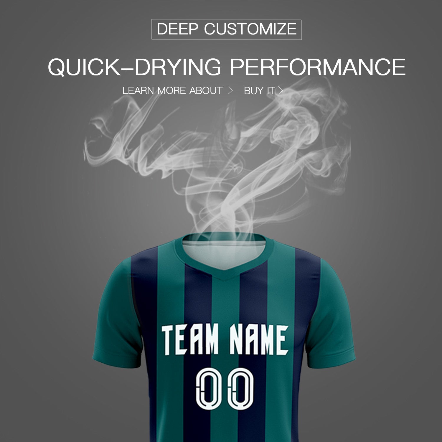 Custom Aqua Navy Vertical Stripes Casual Outdoor Soccer Sets Jersey