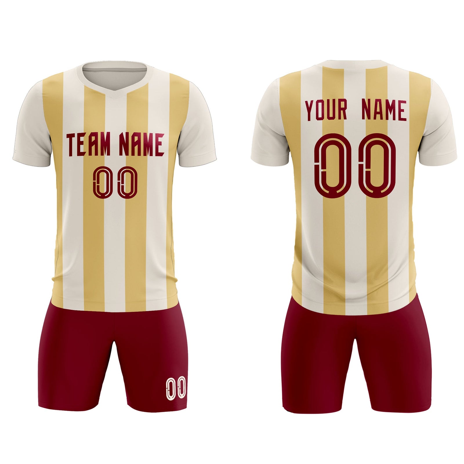 Custom Cream Khaki Vertical Stripes Casual Outdoor Soccer Sets Jersey