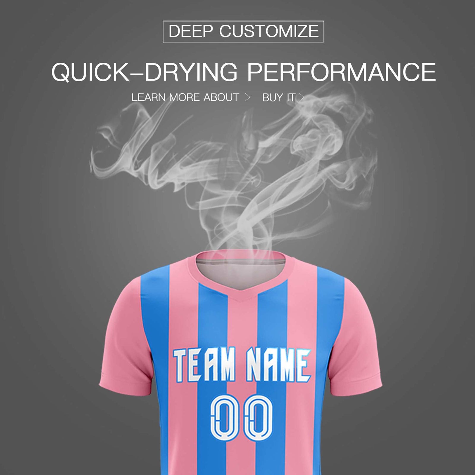 Custom Light Pink Powder Blue Vertical Stripes Casual Outdoor Soccer Sets Jersey