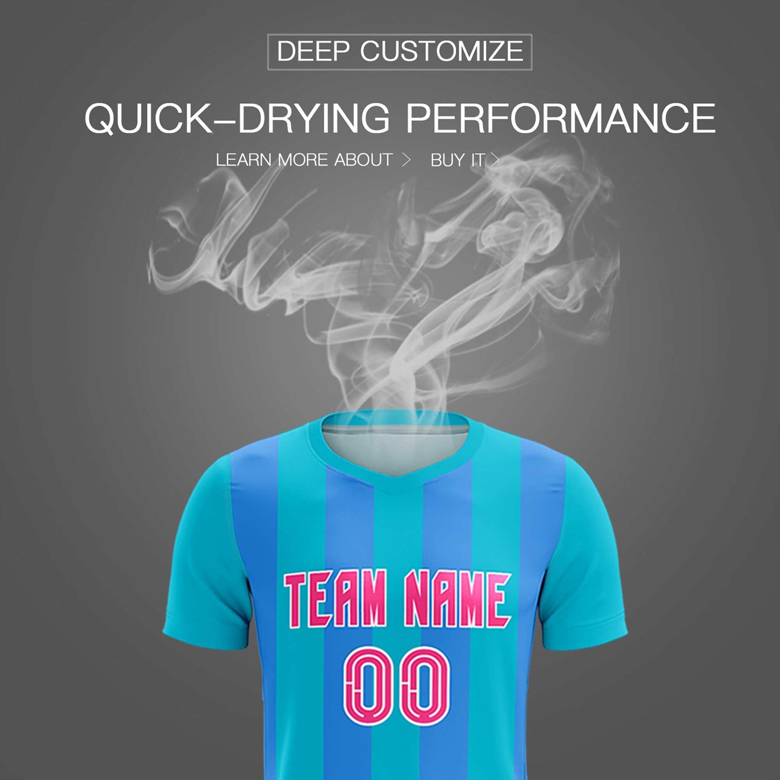 Custom Sky Blue Powder Blue Vertical Stripes Casual Outdoor Soccer Sets Jersey