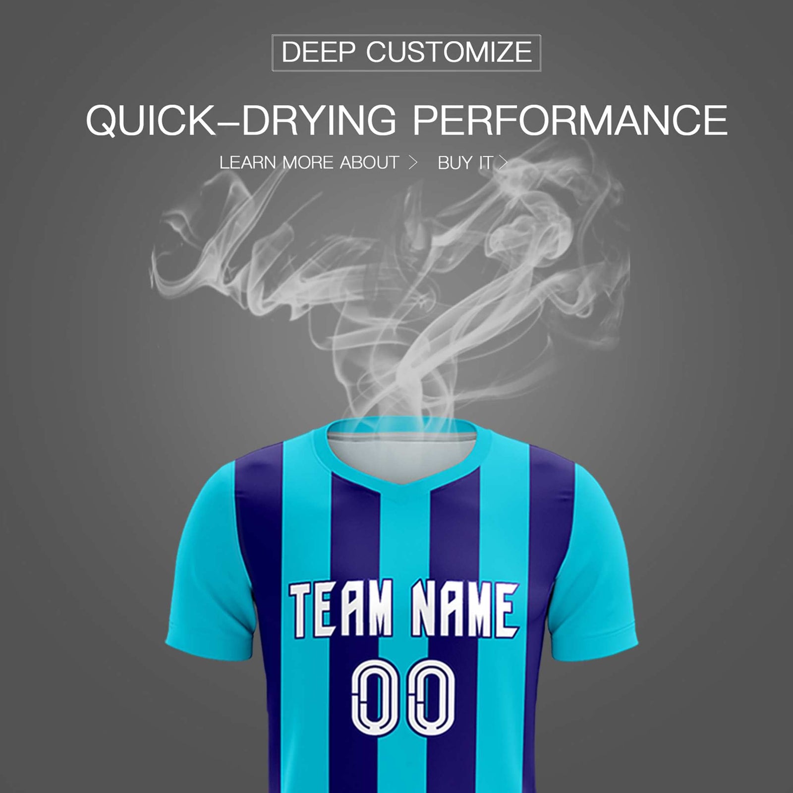 Custom Sky Blue Royal Vertical Stripes Casual Outdoor Soccer Sets Jersey
