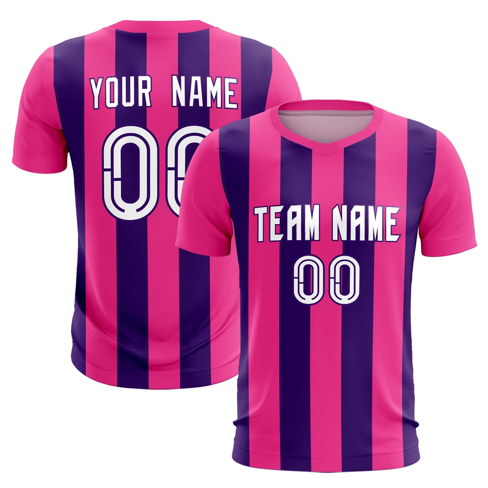 Custom Pink Purple Vertical Stripes Casual Outdoor Soccer Sets Jersey