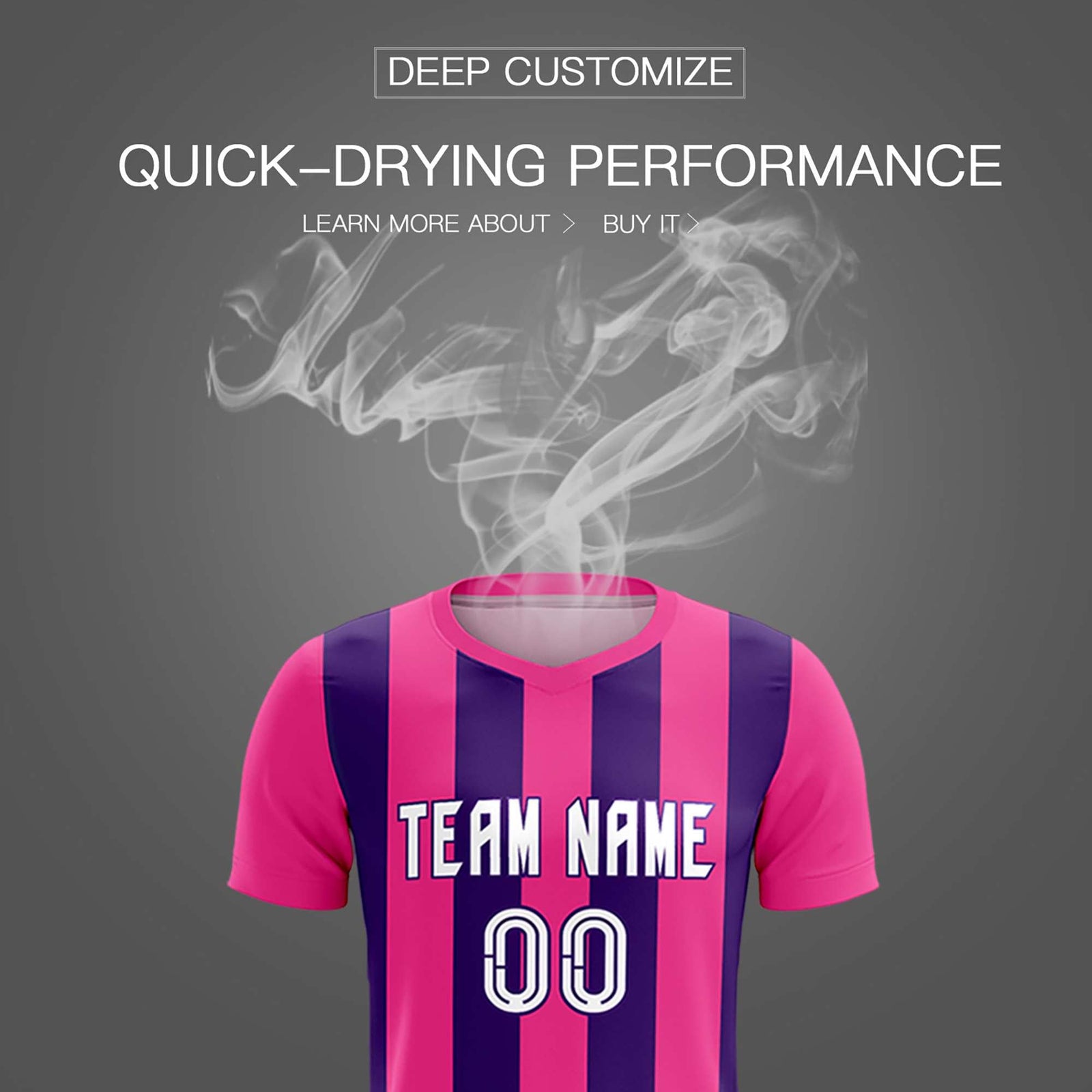 Custom Pink Purple Vertical Stripes Casual Outdoor Soccer Sets Jersey