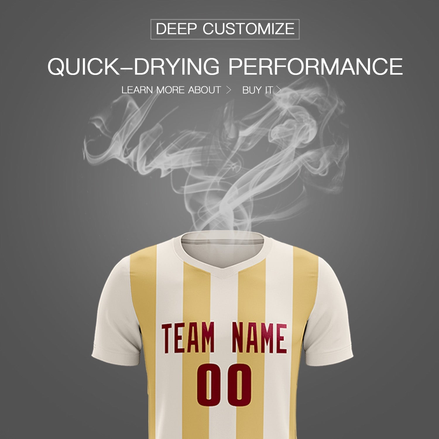 Custom Cream Khaki Vertical Stripes Casual Outdoor Soccer Sets Jersey