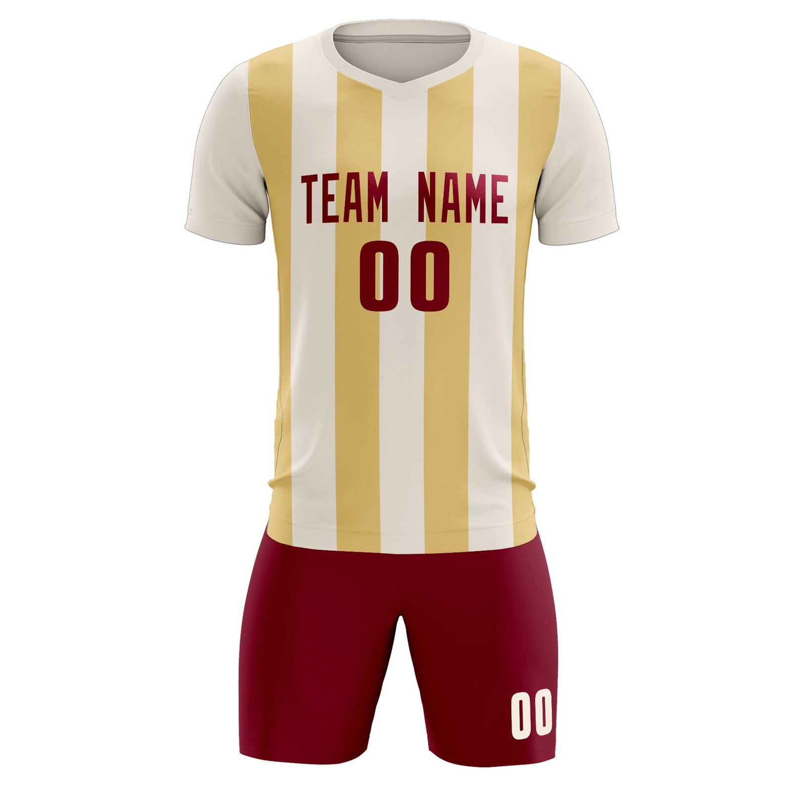 Custom Cream Khaki Vertical Stripes Casual Outdoor Soccer Sets Jersey