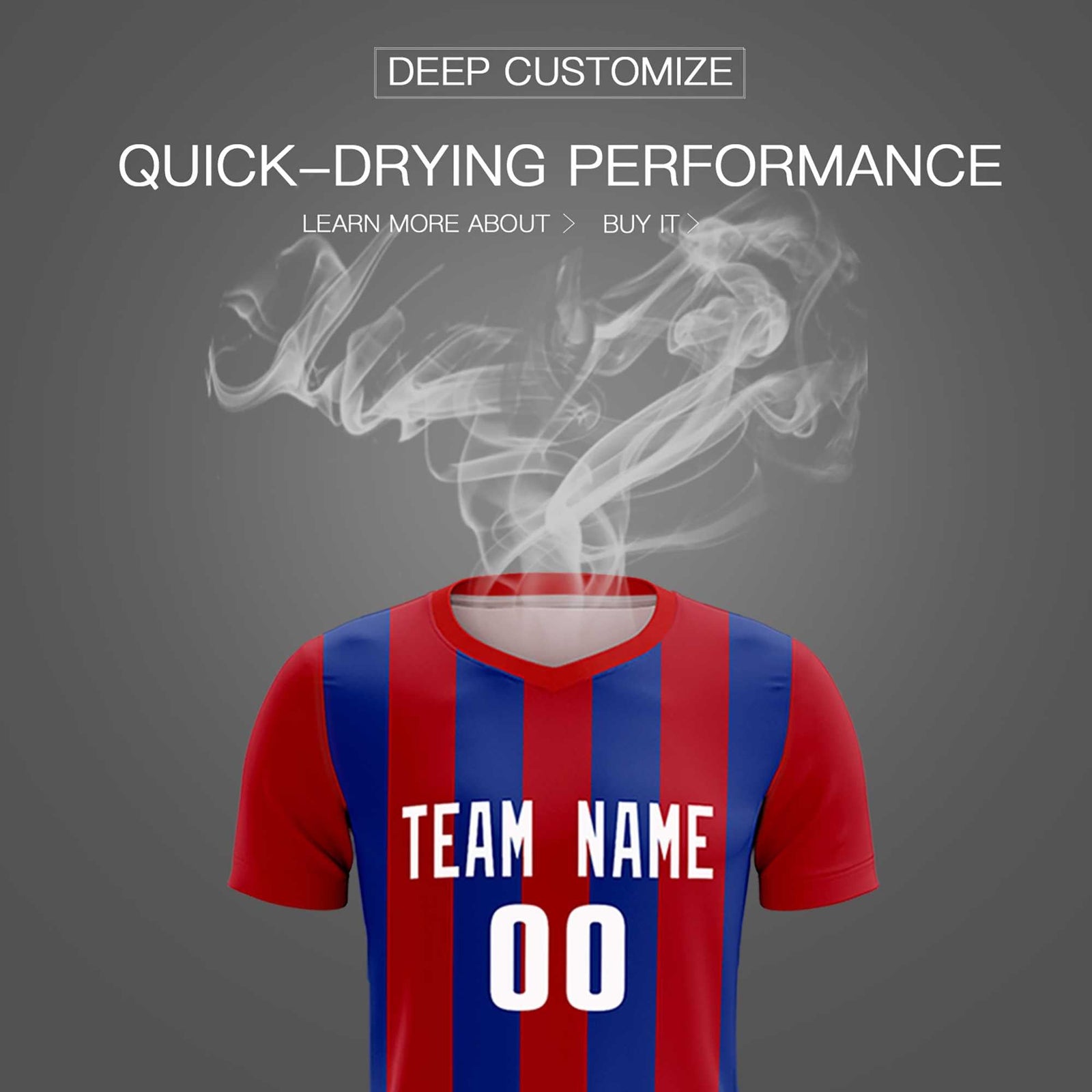 Custom Red Royal Vertical Stripes Casual Outdoor Soccer Sets Jersey