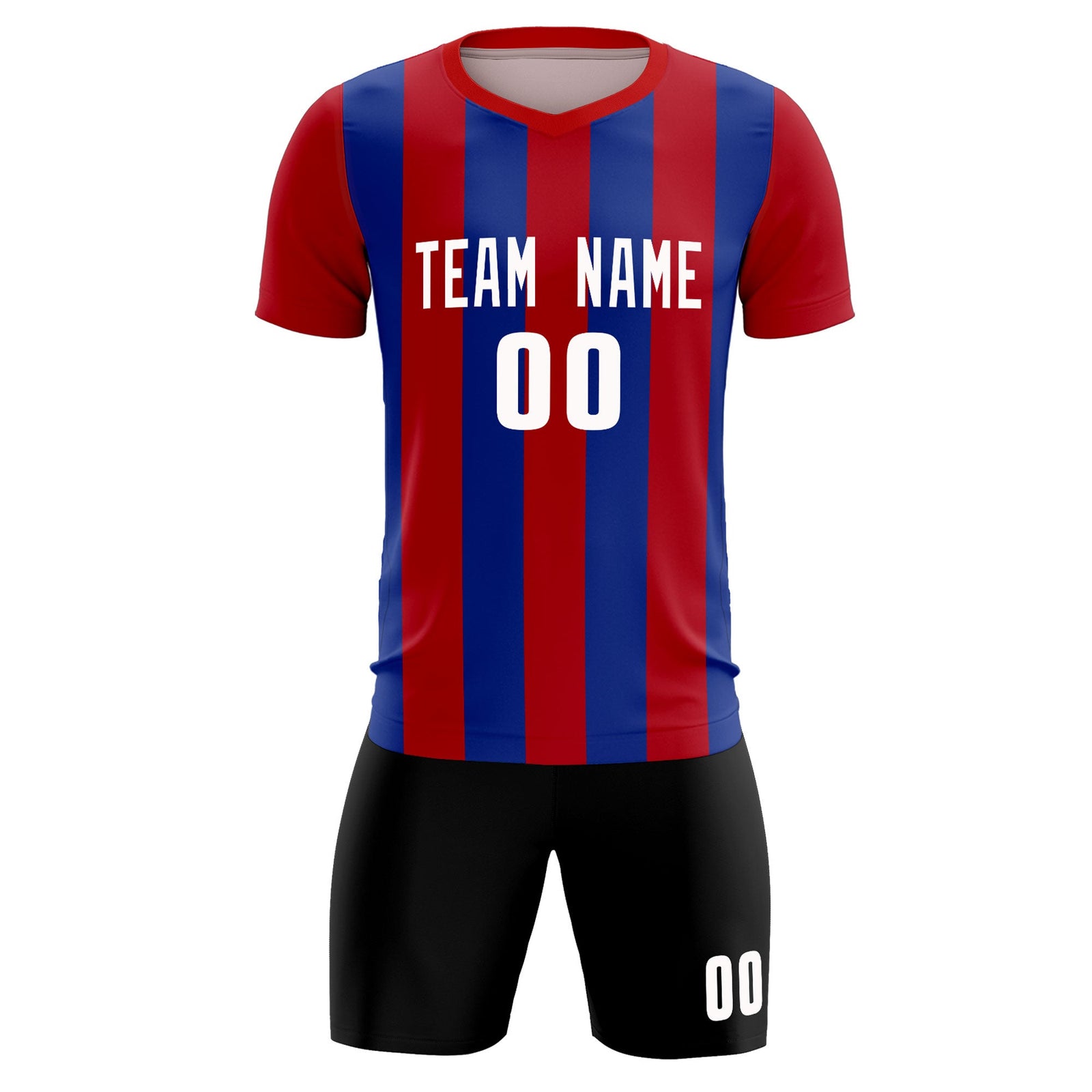Custom Red Royal Vertical Stripes Casual Outdoor Soccer Sets Jersey