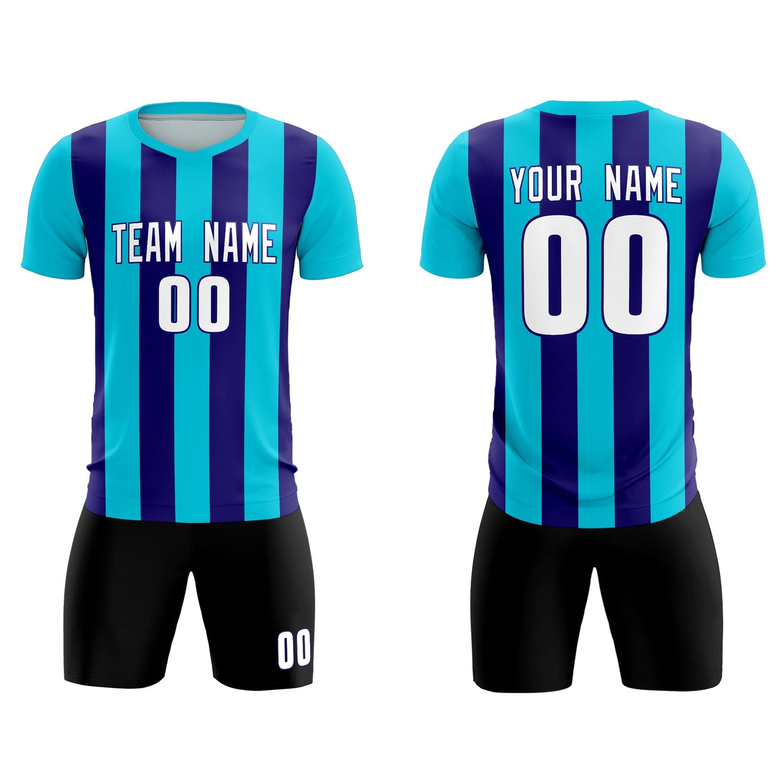 Custom Sky Blue Royal Vertical Stripes Casual Outdoor Soccer Sets Jersey
