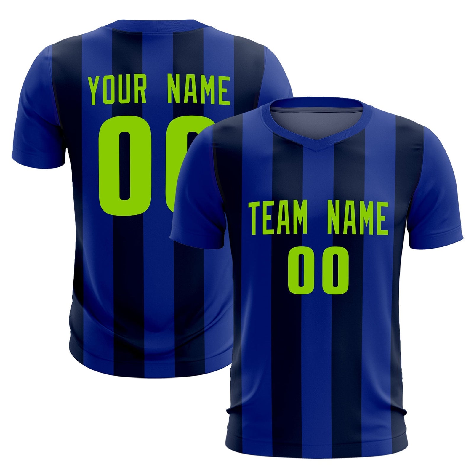 Custom Royal Navy Vertical Stripes Casual Outdoor Soccer Sets Jersey