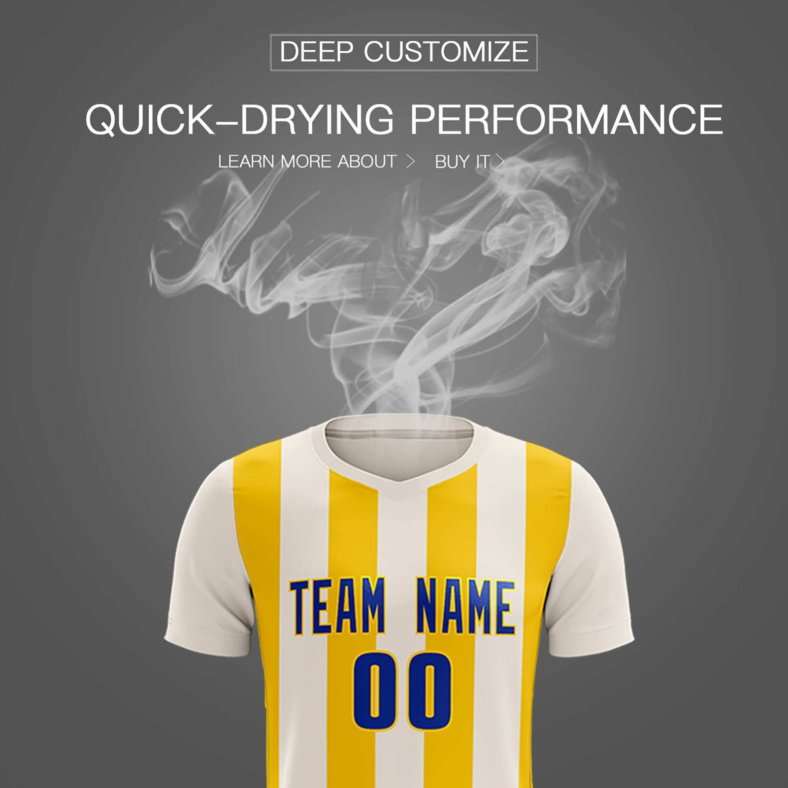 Custom Cream Gold Vertical Stripes Casual Outdoor Soccer Sets Jersey