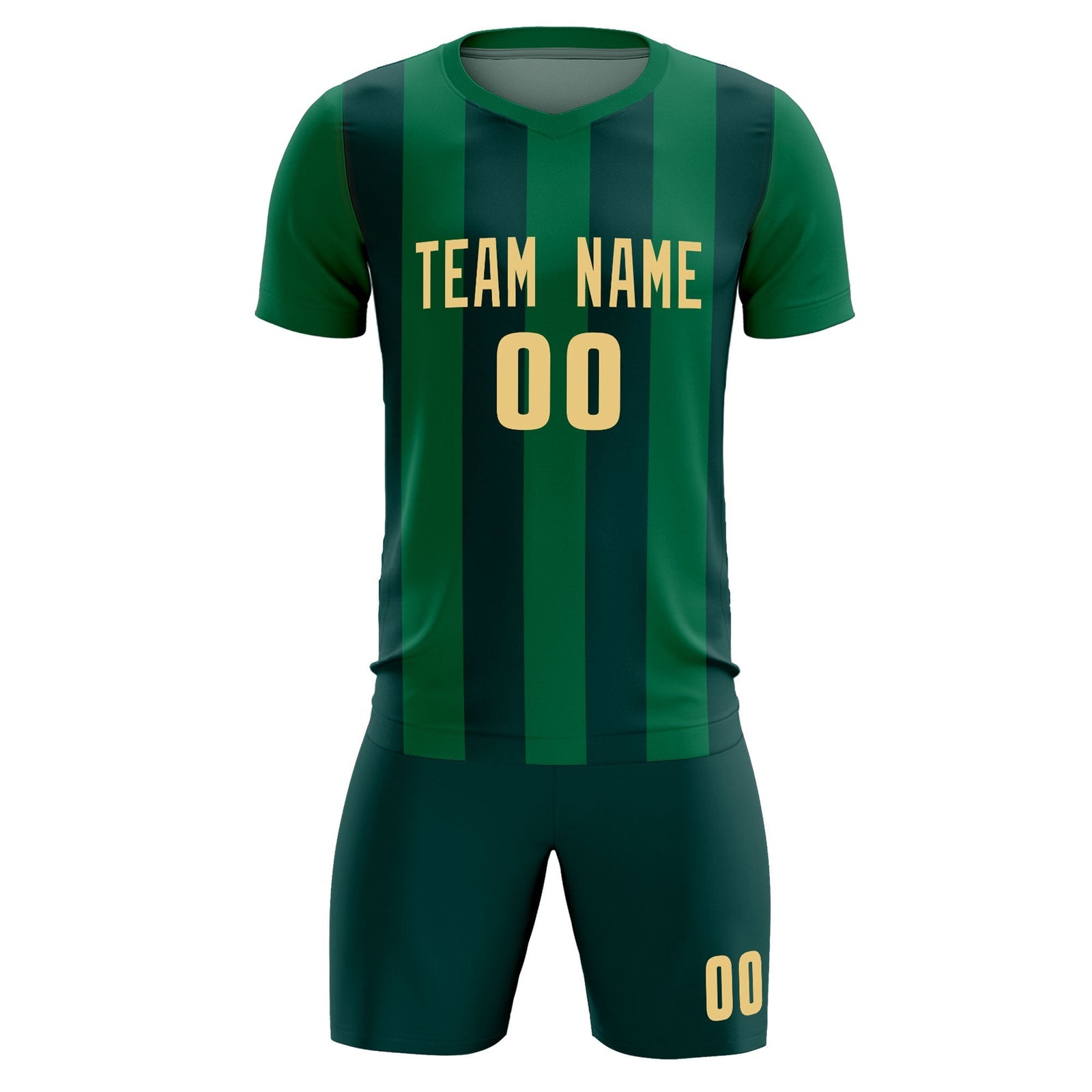 Custom Kelly Green Midnight Green Vertical Stripes Casual Outdoor Soccer Sets Jersey
