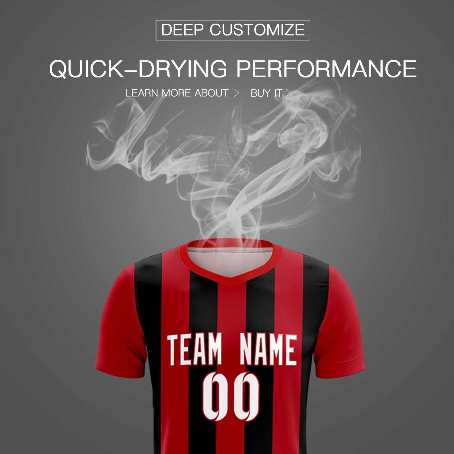 Custom Red Black Vertical Stripes Casual Outdoor Soccer Sets Jersey