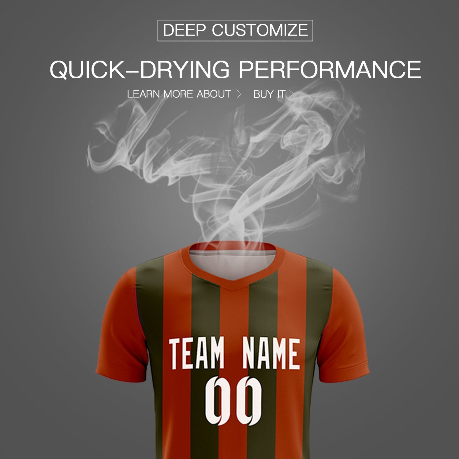 Custom Texas Orange Olive Vertical Stripes Casual Outdoor Soccer Sets Jersey