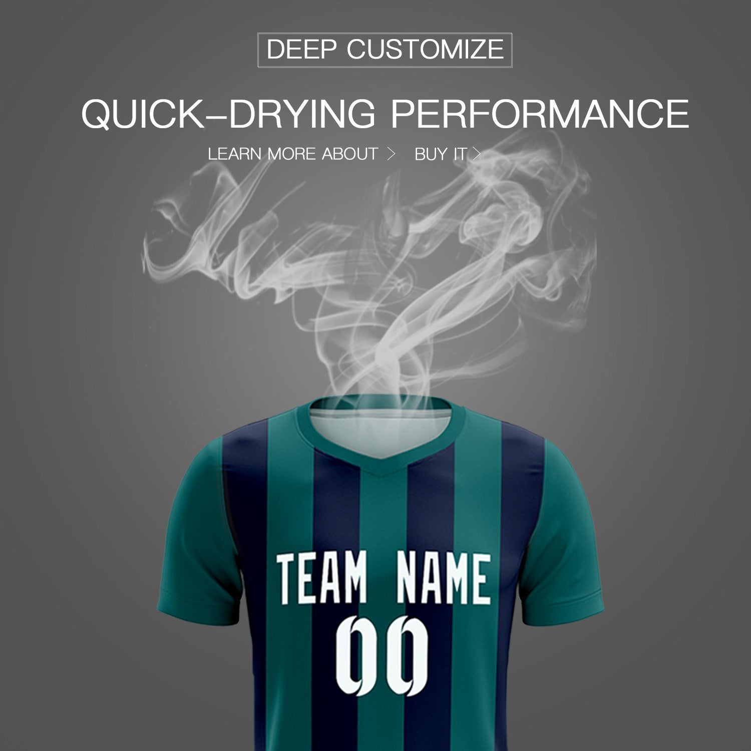 Custom Aqua Navy Vertical Stripes Casual Outdoor Soccer Sets Jersey