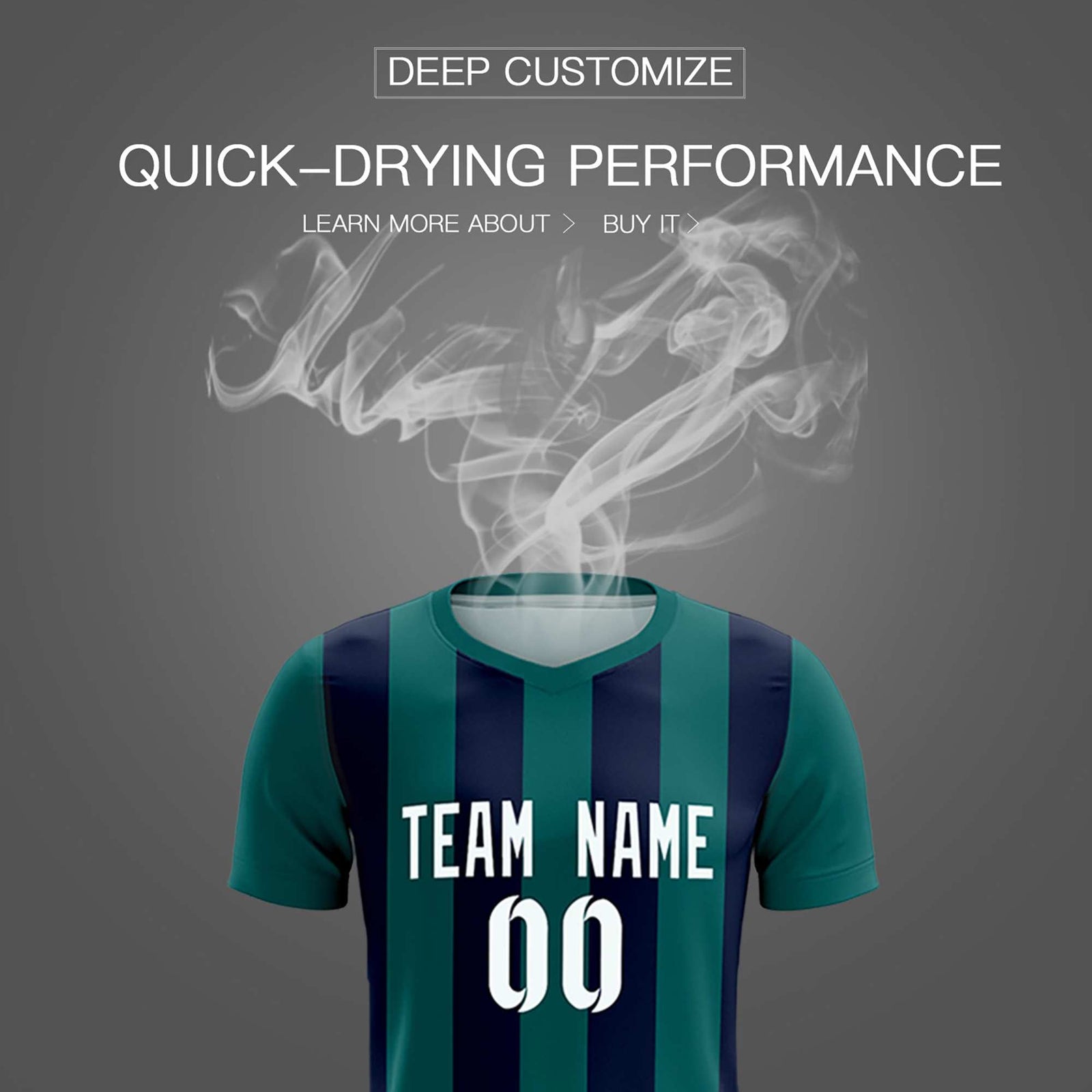 Custom Aqua Navy Vertical Stripes Casual Outdoor Soccer Sets Jersey