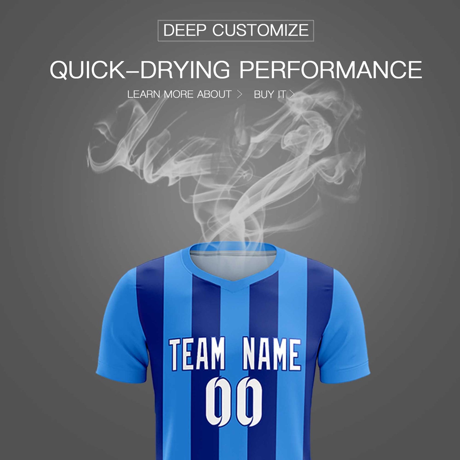 Custom Powder Blue Royal Vertical Stripes Casual Outdoor Soccer Sets Jersey