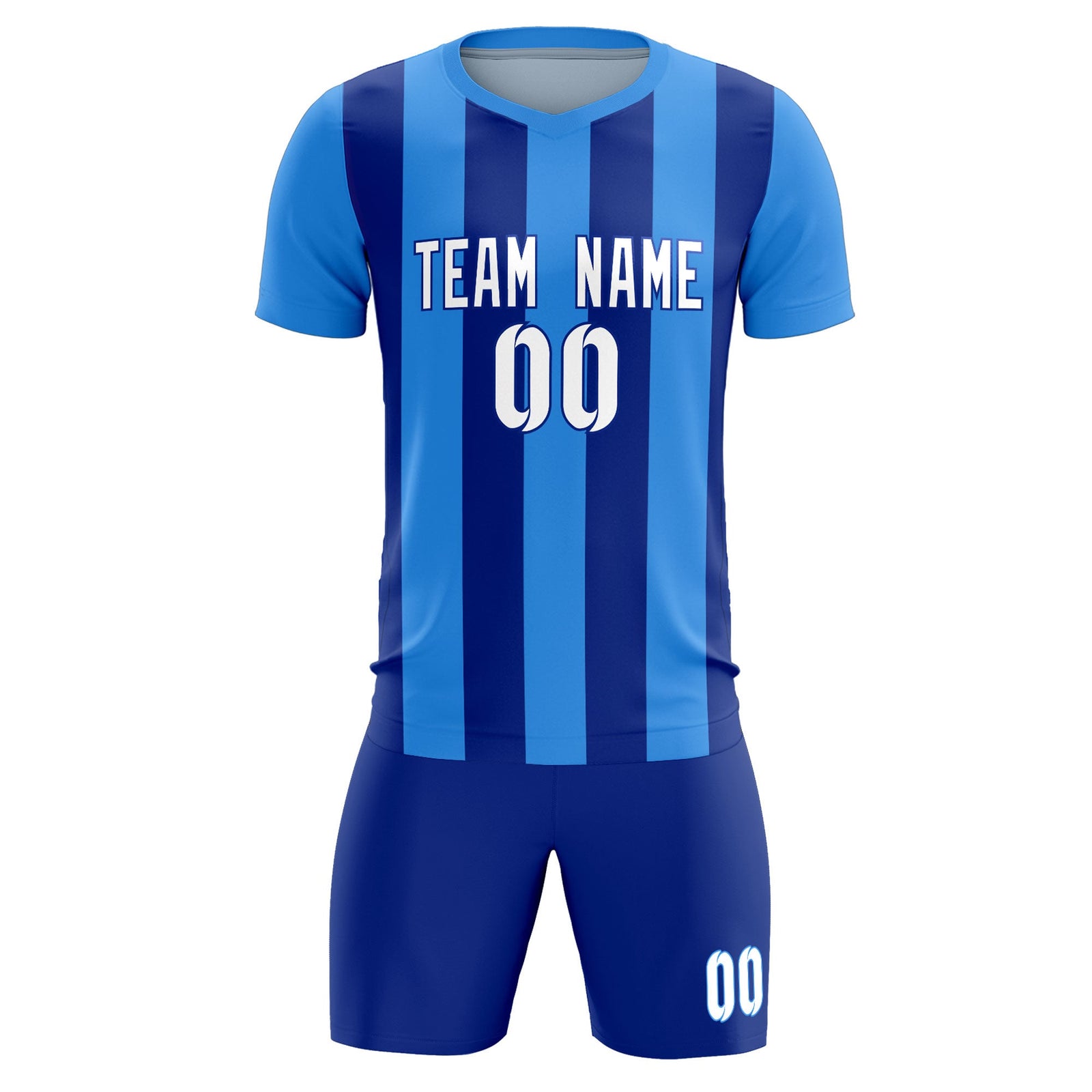Custom Powder Blue Royal Vertical Stripes Casual Outdoor Soccer Sets Jersey