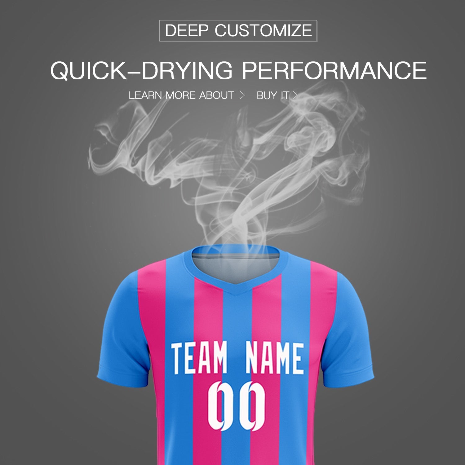 Custom Powder Blue Pink Vertical Stripes Casual Outdoor Soccer Sets Jersey