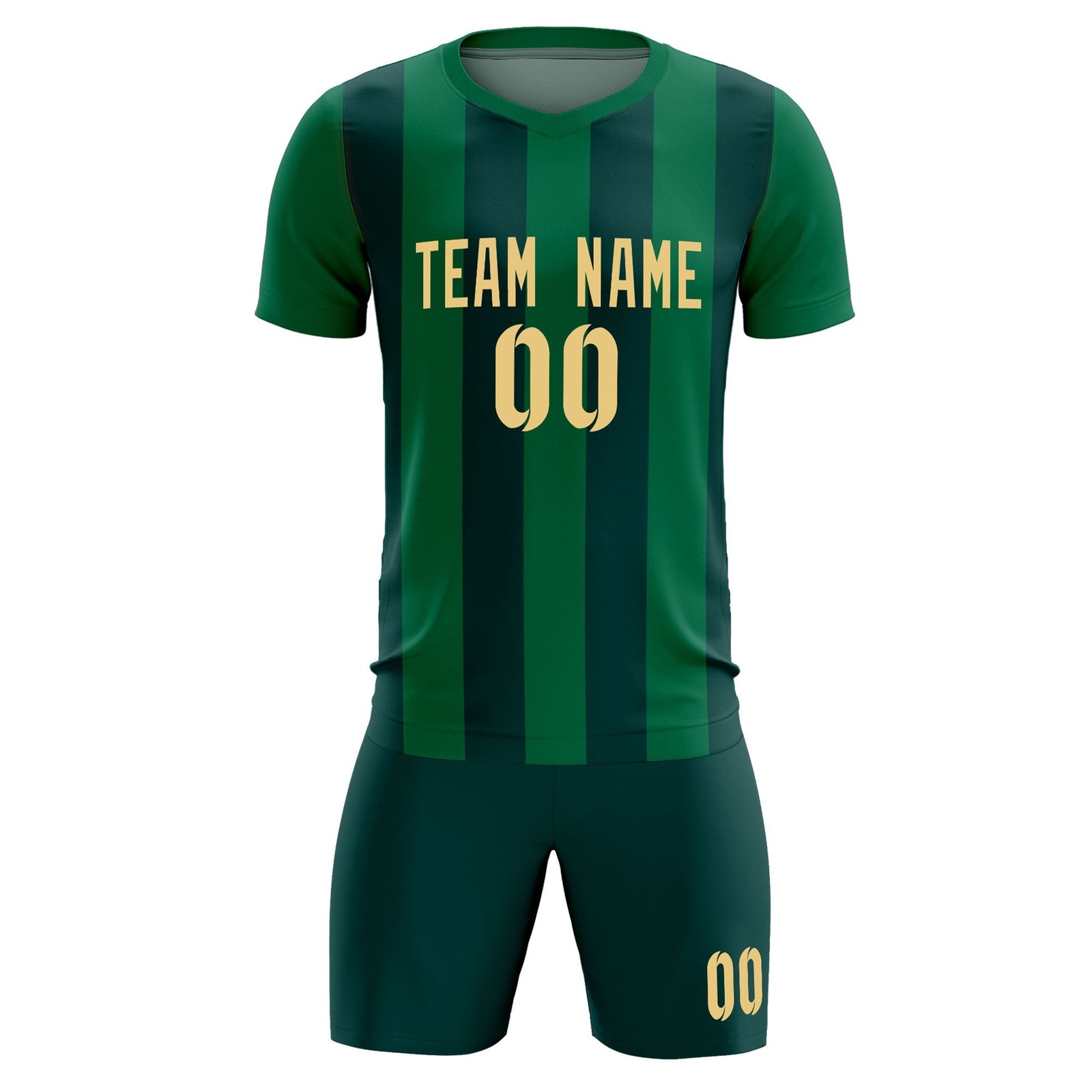 Custom Kelly Green Midnight Green Vertical Stripes Casual Outdoor Soccer Sets Jersey