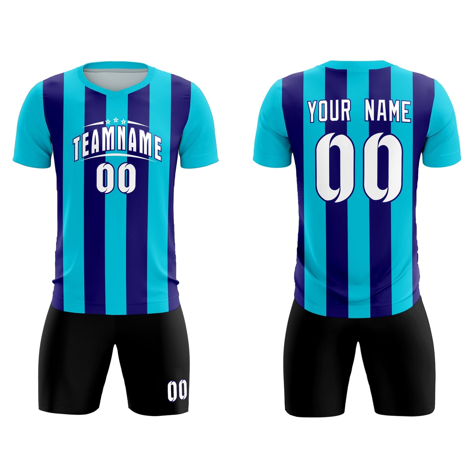 Custom Sky Blue Royal Vertical Stripes Casual Outdoor Soccer Sets Jersey