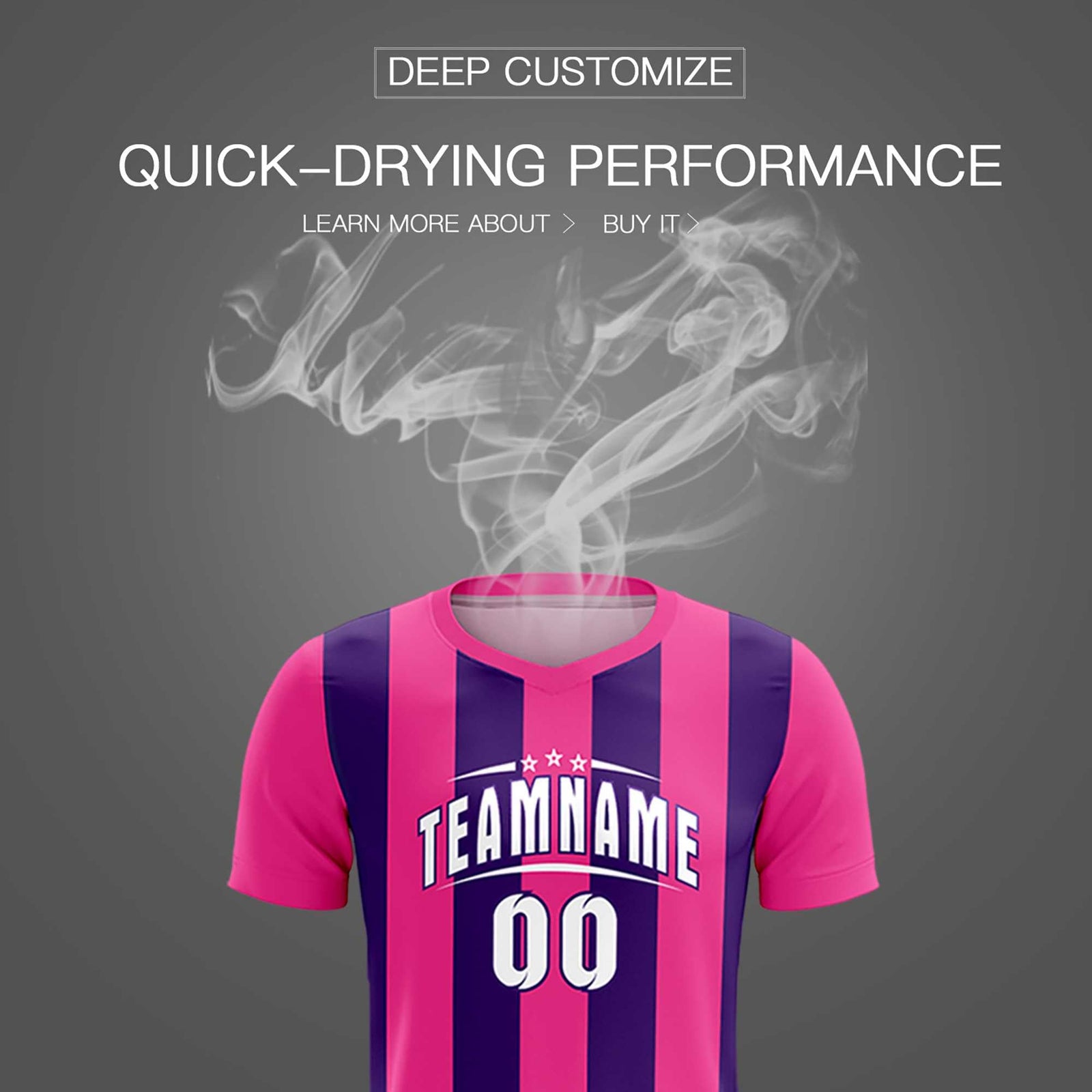 Custom Pink Purple Vertical Stripes Casual Outdoor Soccer Sets Jersey