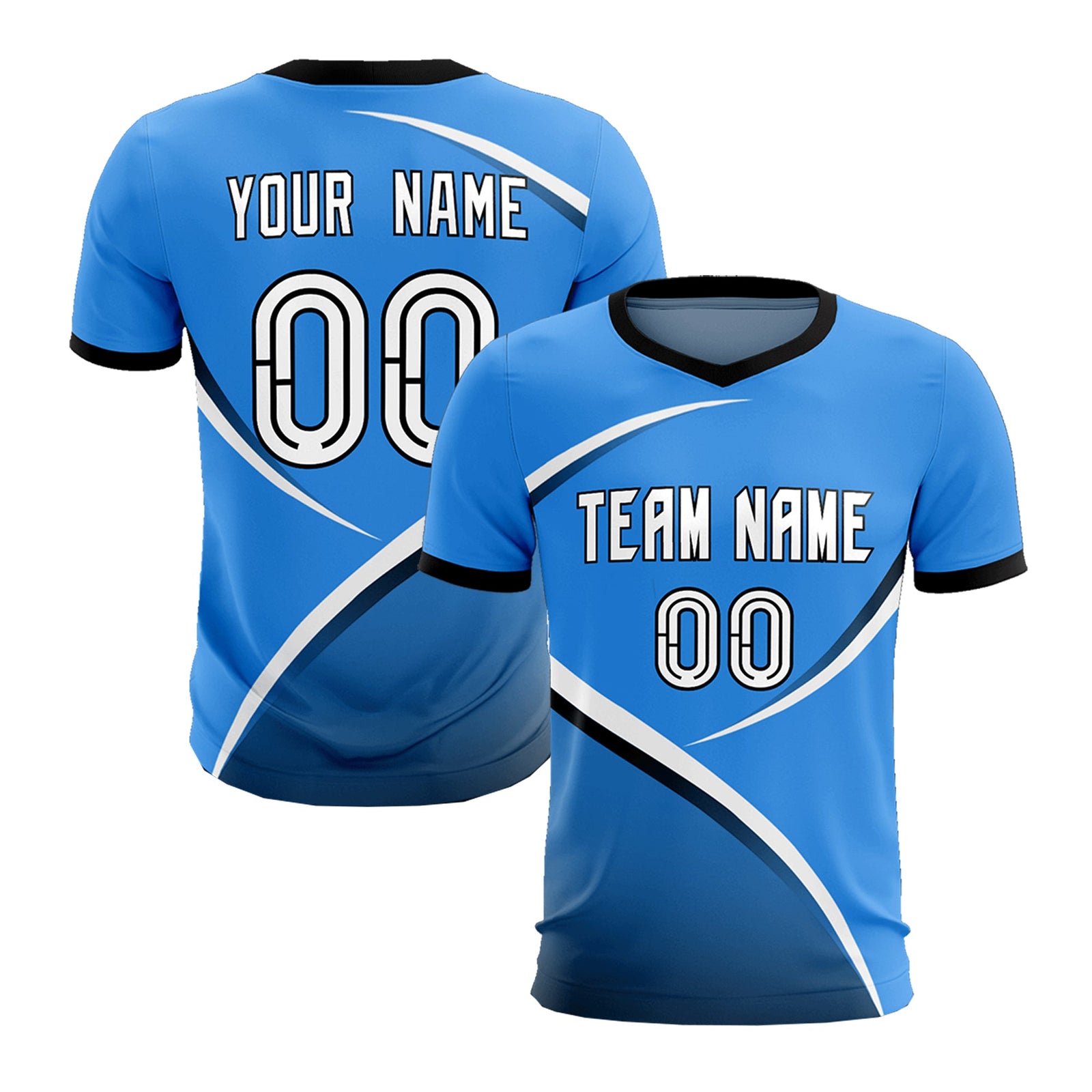 Custom Powder Blue Navy Color Block Training Uniform For Men Soccer Sets Jersey