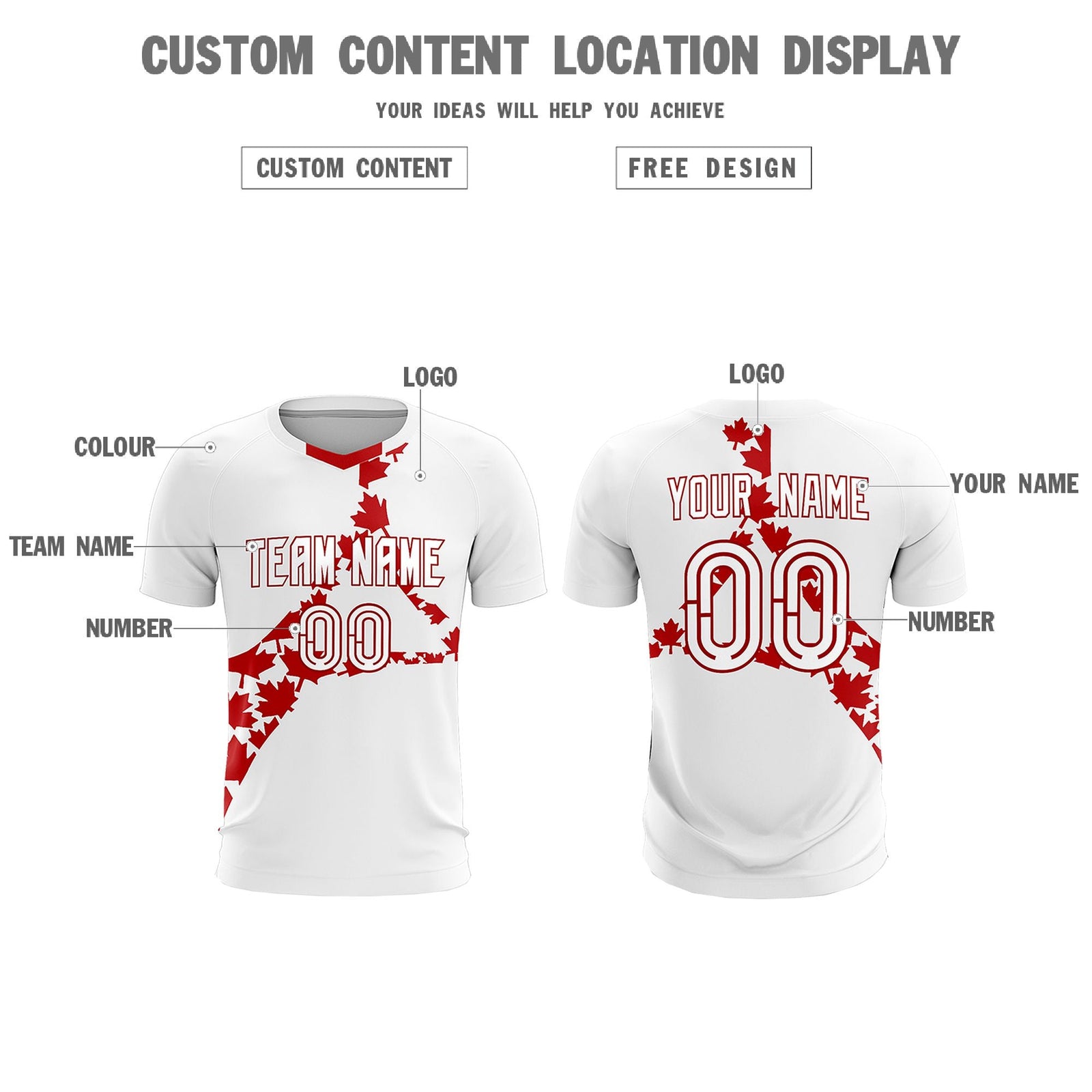 Custom White Red Canada Maple Leaves World Cup Inspired Quick-Drying Graffiti Pattern Soccer Sets Jersey