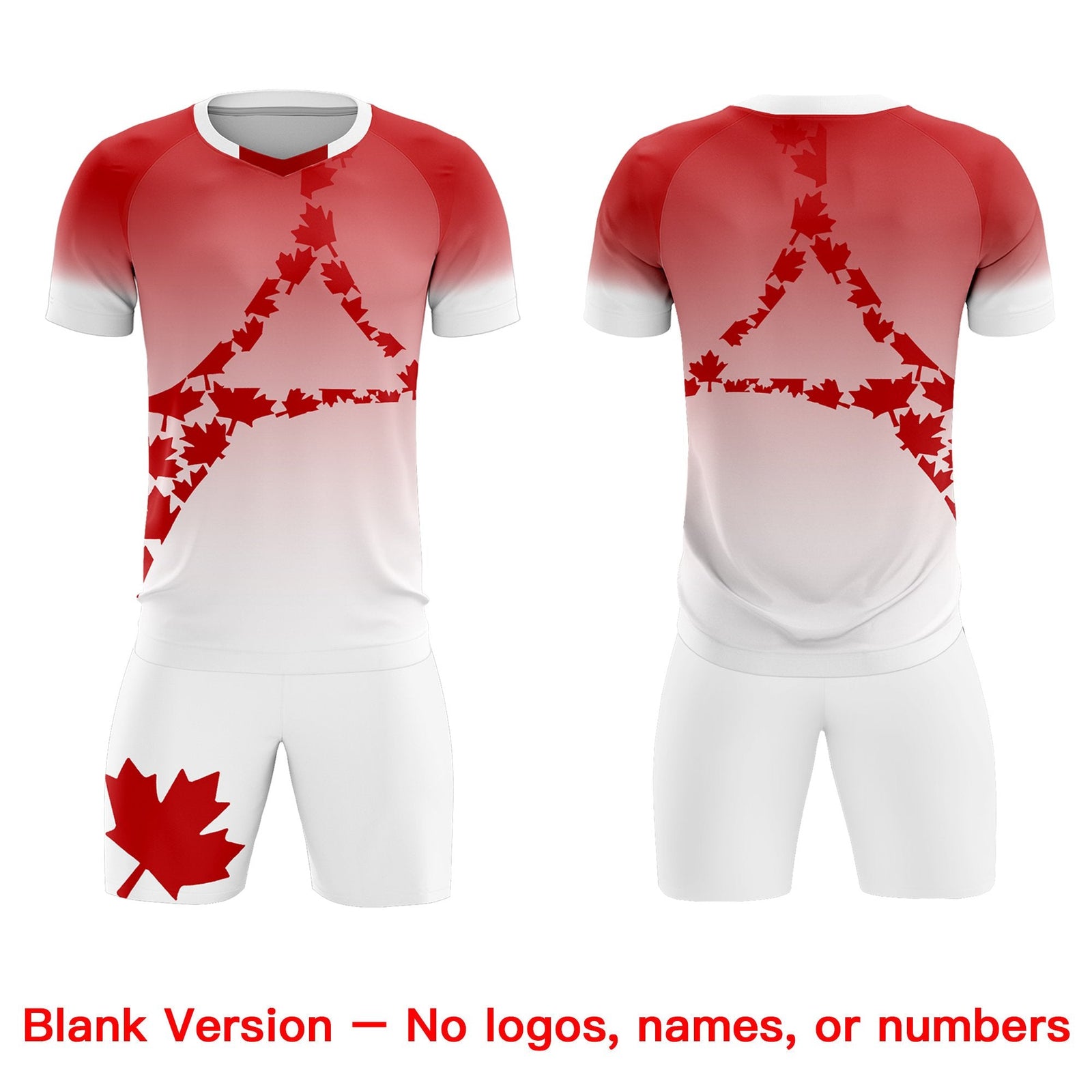 Custom Red White Canada Maple Leaves World Cup Inspired Lightweight Gradient Fashion Soccer Sets Jersey