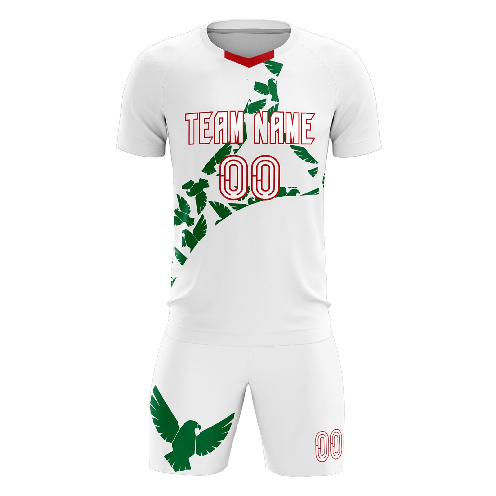 Custom White Kelly Green Mexico Eagle World Cup Inspired Drapable Graffiti Pattern Soccer Sets Jersey