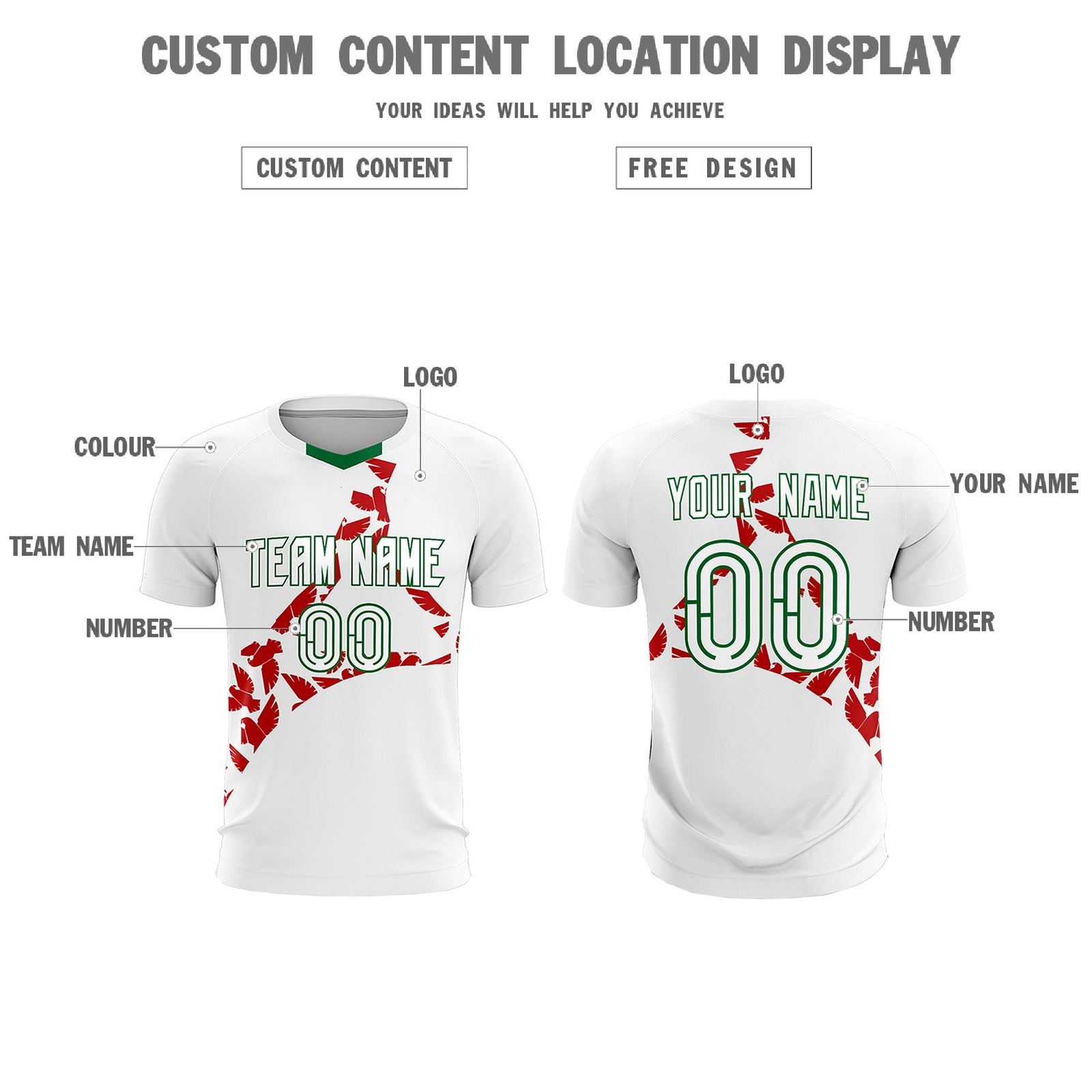 Custom White Red Mexico Eagle World Cup Inspired Lightweight Graffiti Pattern Soccer Sets Jersey