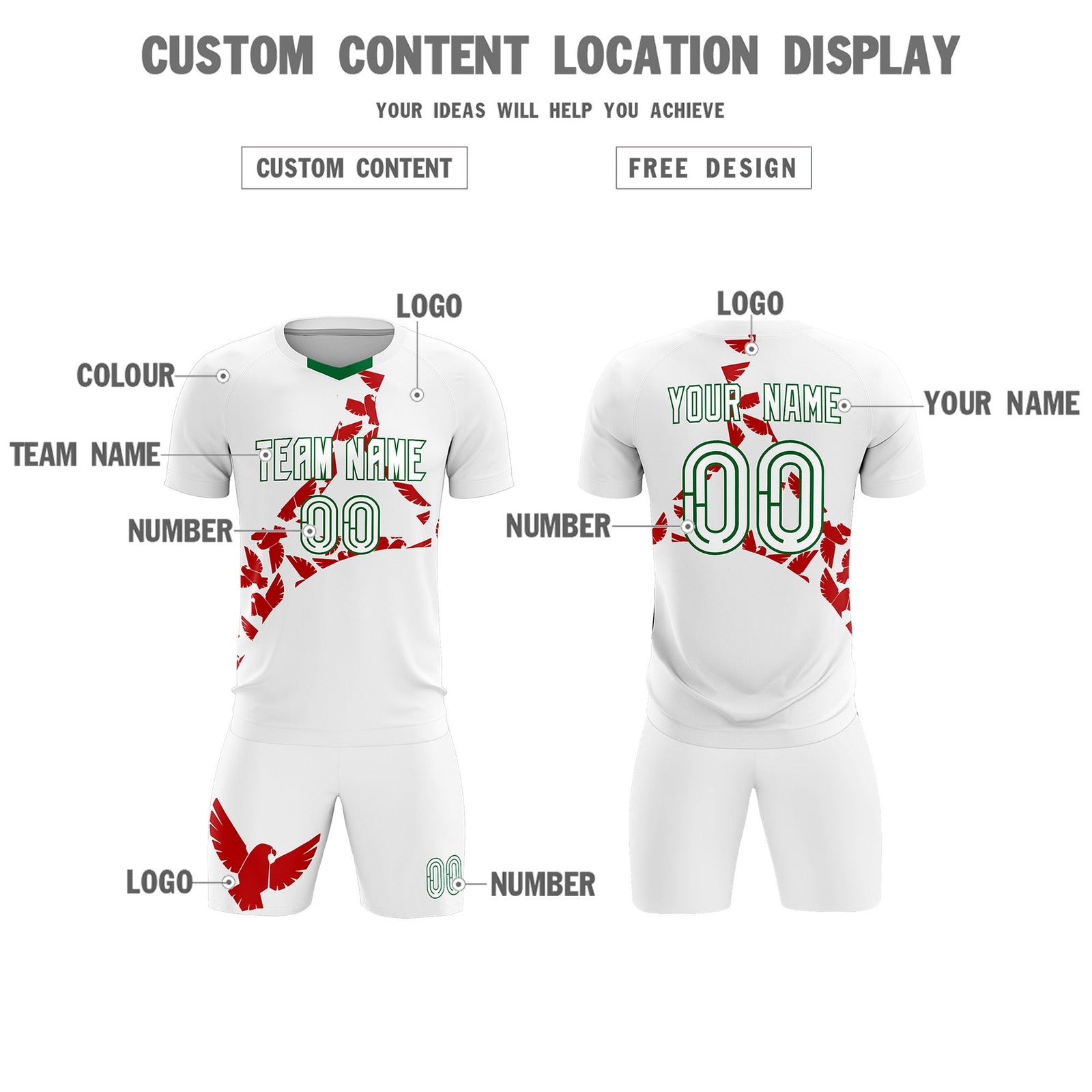 Custom White Red Mexico Eagle World Cup Inspired Lightweight Graffiti Pattern Soccer Sets Jersey
