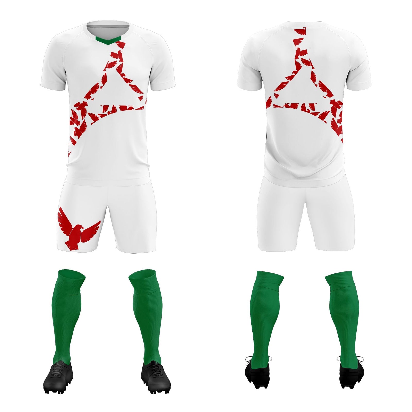Custom White Red Mexico Eagle World Cup Inspired Lightweight Graffiti Pattern Soccer Sets Jersey