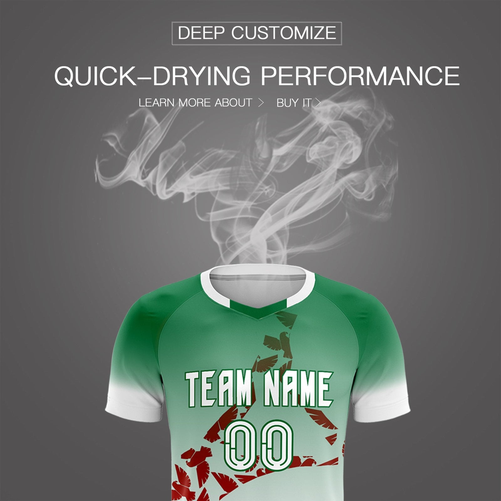 Custom Kelly Green Red Mexico Eagle World Cup Inspired Wrinkle-Resistant Gradient Fashion Soccer Sets Jersey