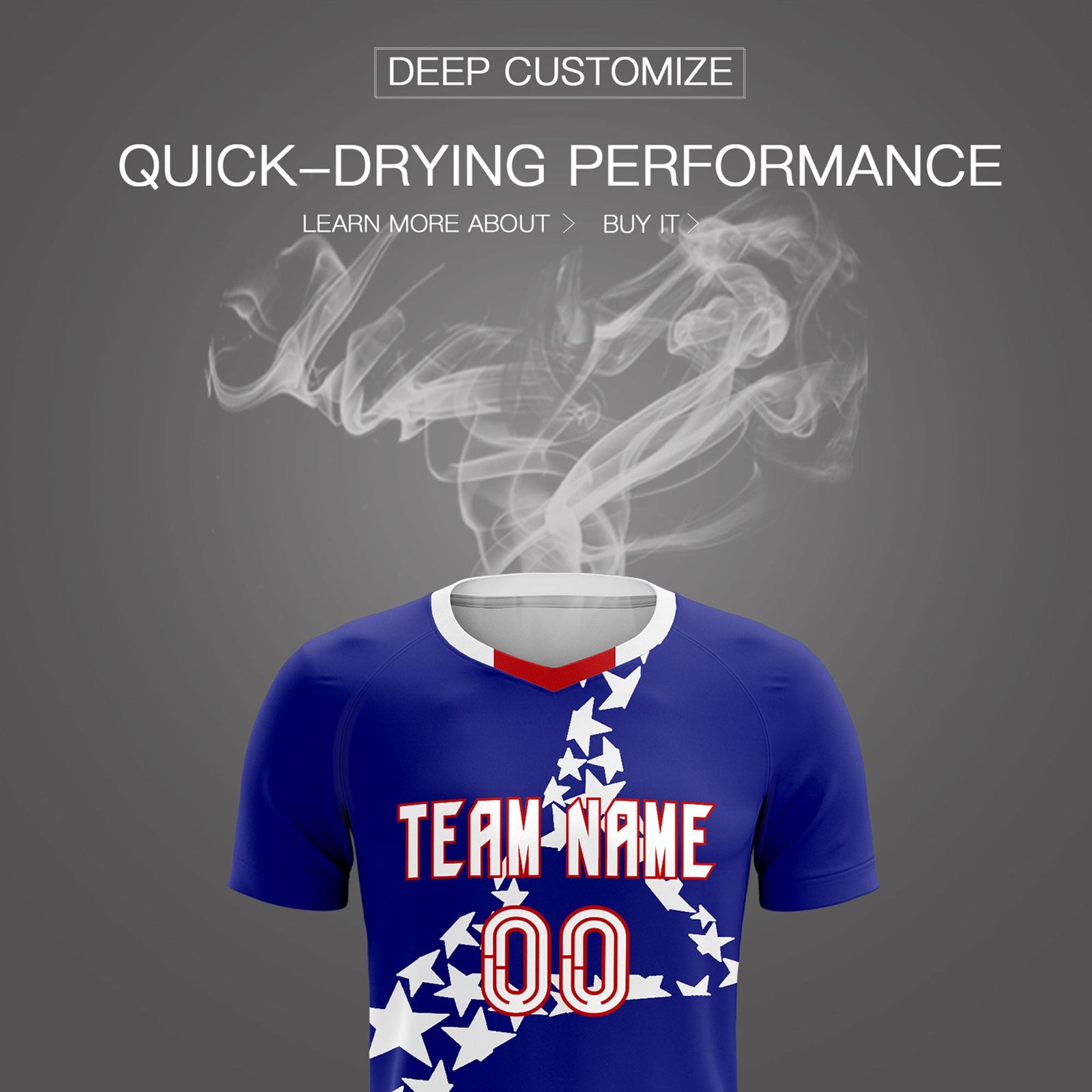 Custom Royal White America Star World Cup Inspired Breathable Graffiti Pattern Soccer Sets Jersey