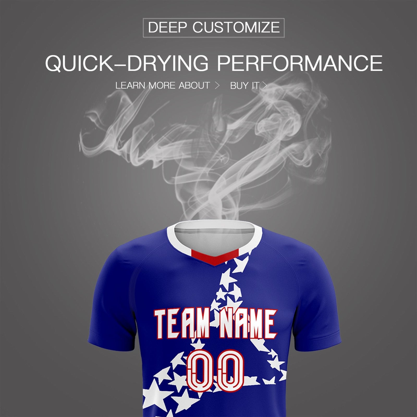 Custom Royal White America Star World Cup Inspired Breathable Graffiti Pattern Soccer Sets Jersey