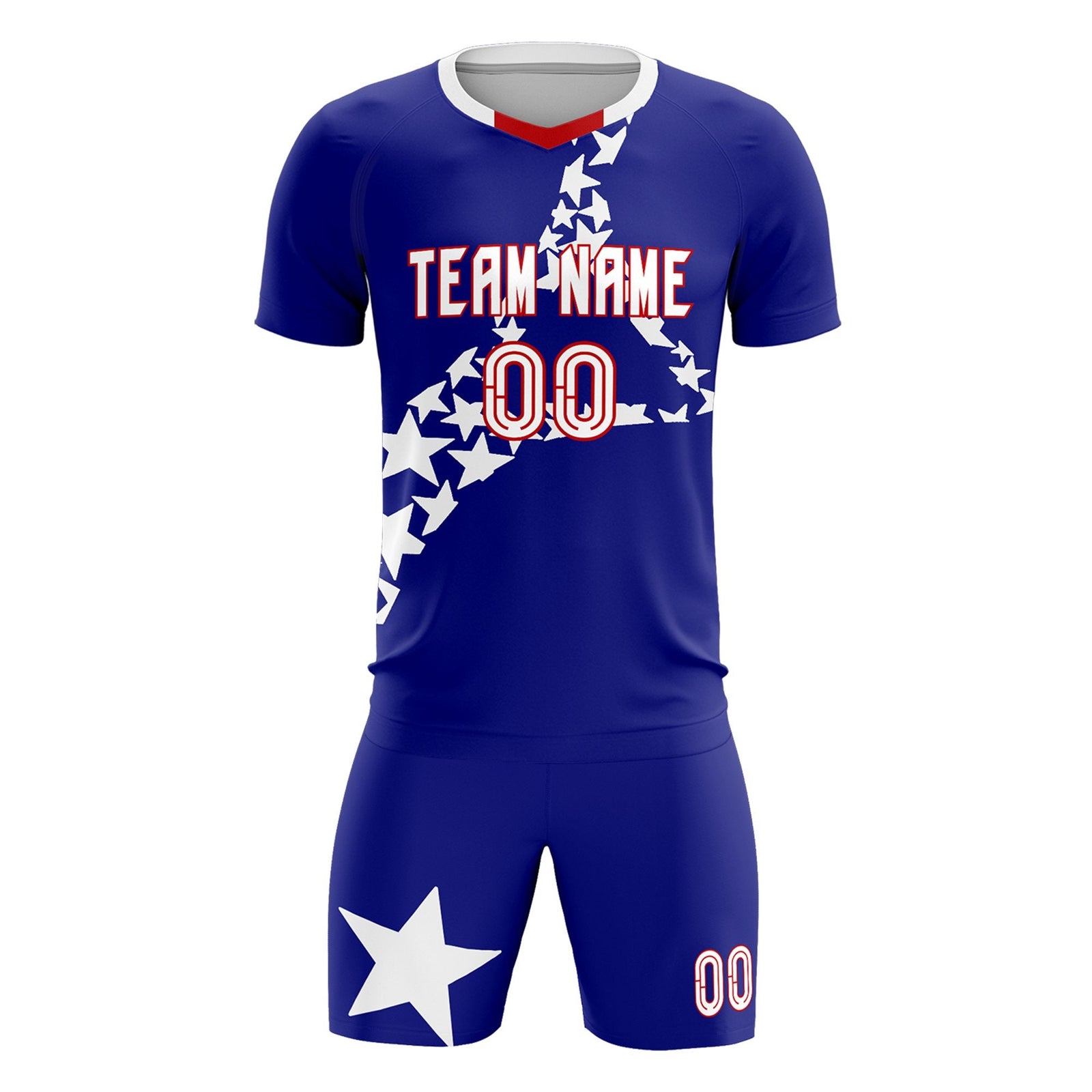 Custom Royal White America Star World Cup Inspired Breathable Graffiti Pattern Soccer Sets Jersey