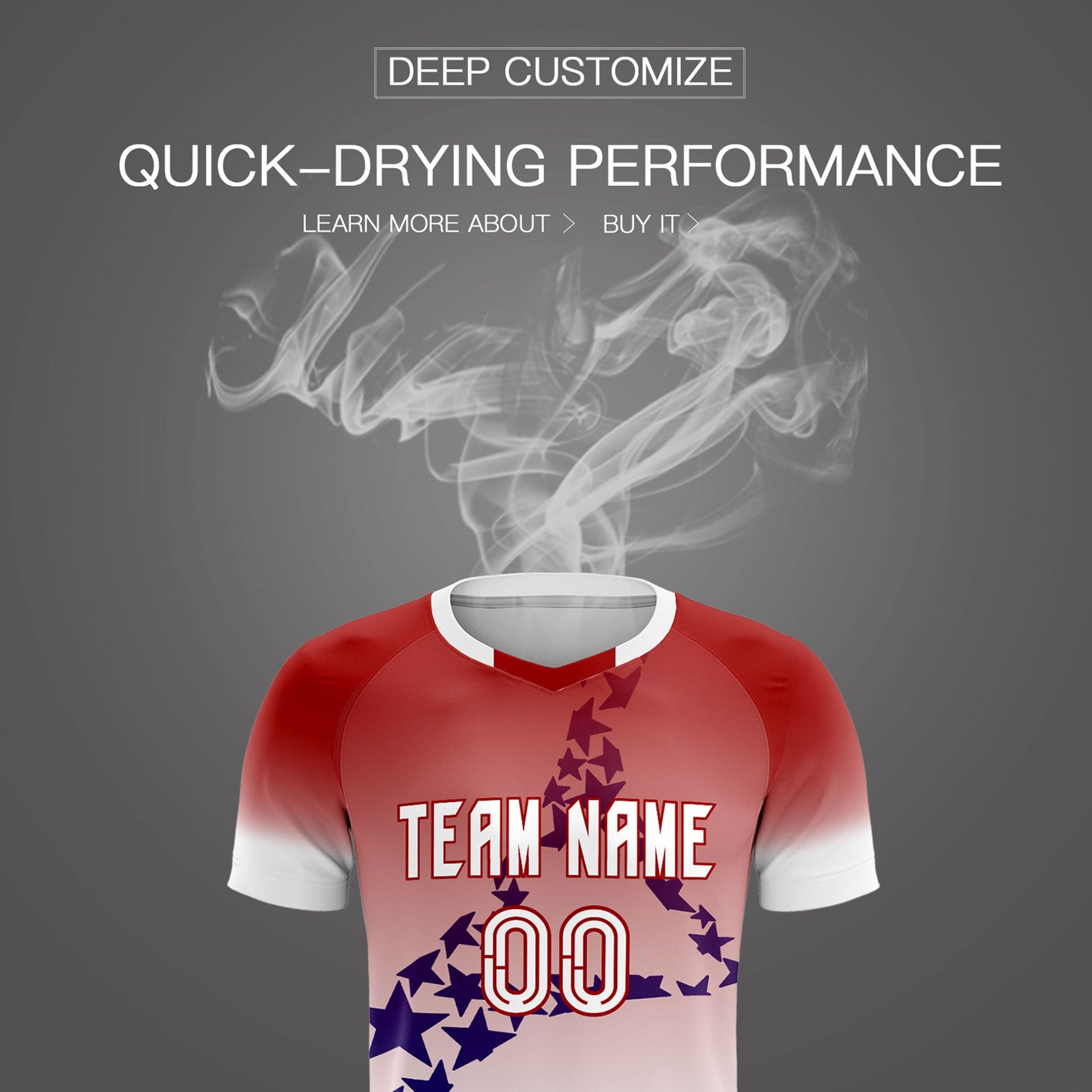 Custom Red Royal America Star World Cup Inspired Quick-Drying Gradient Fashion Soccer Sets Jersey