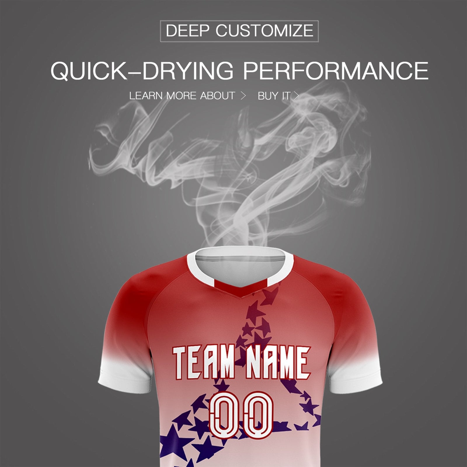 Custom Red Royal America Star World Cup Inspired Quick-Drying Gradient Fashion Soccer Sets Jersey