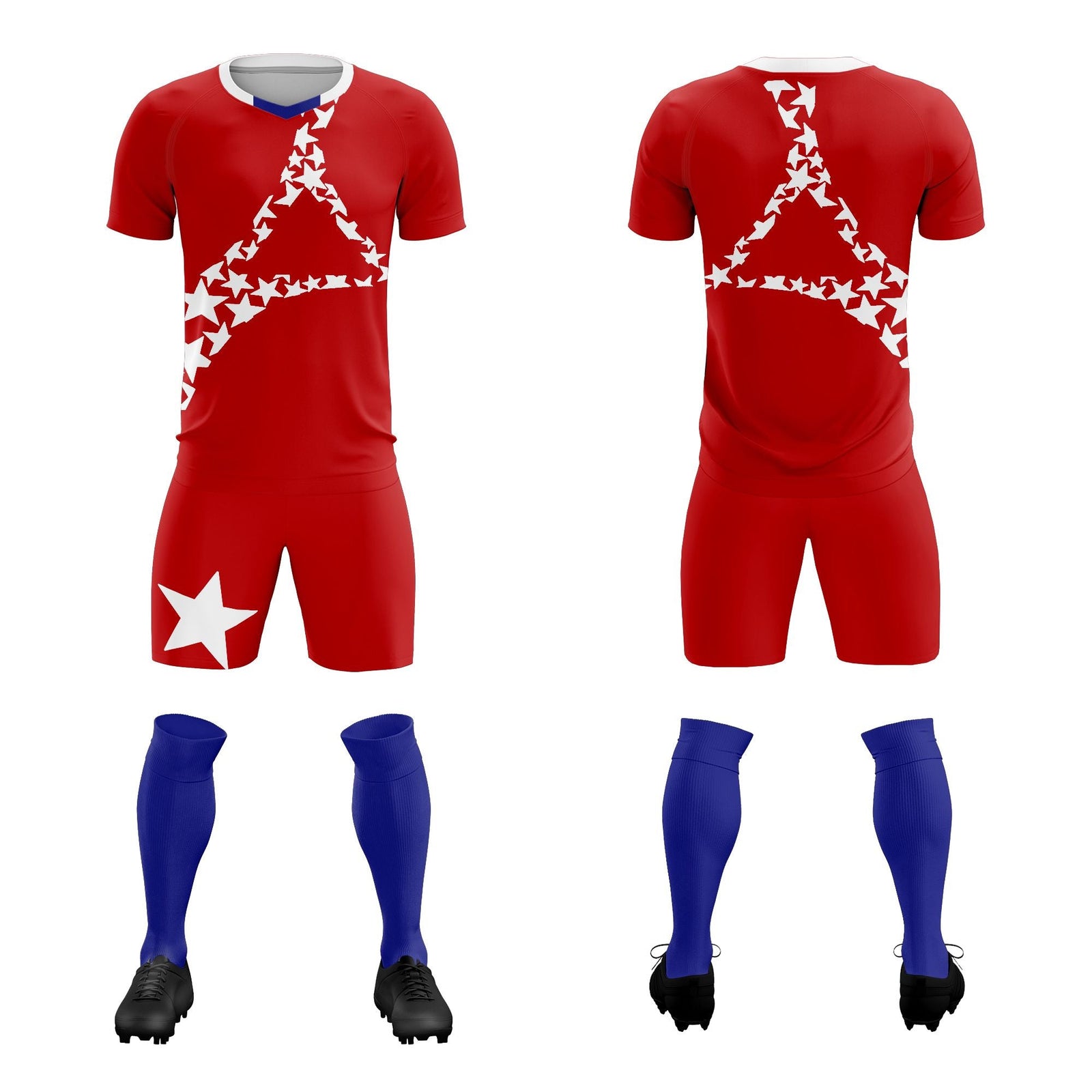 Custom Red White America Star World Cup Inspired Wrinkle-Resistant Graffiti Pattern Soccer Sets Jersey