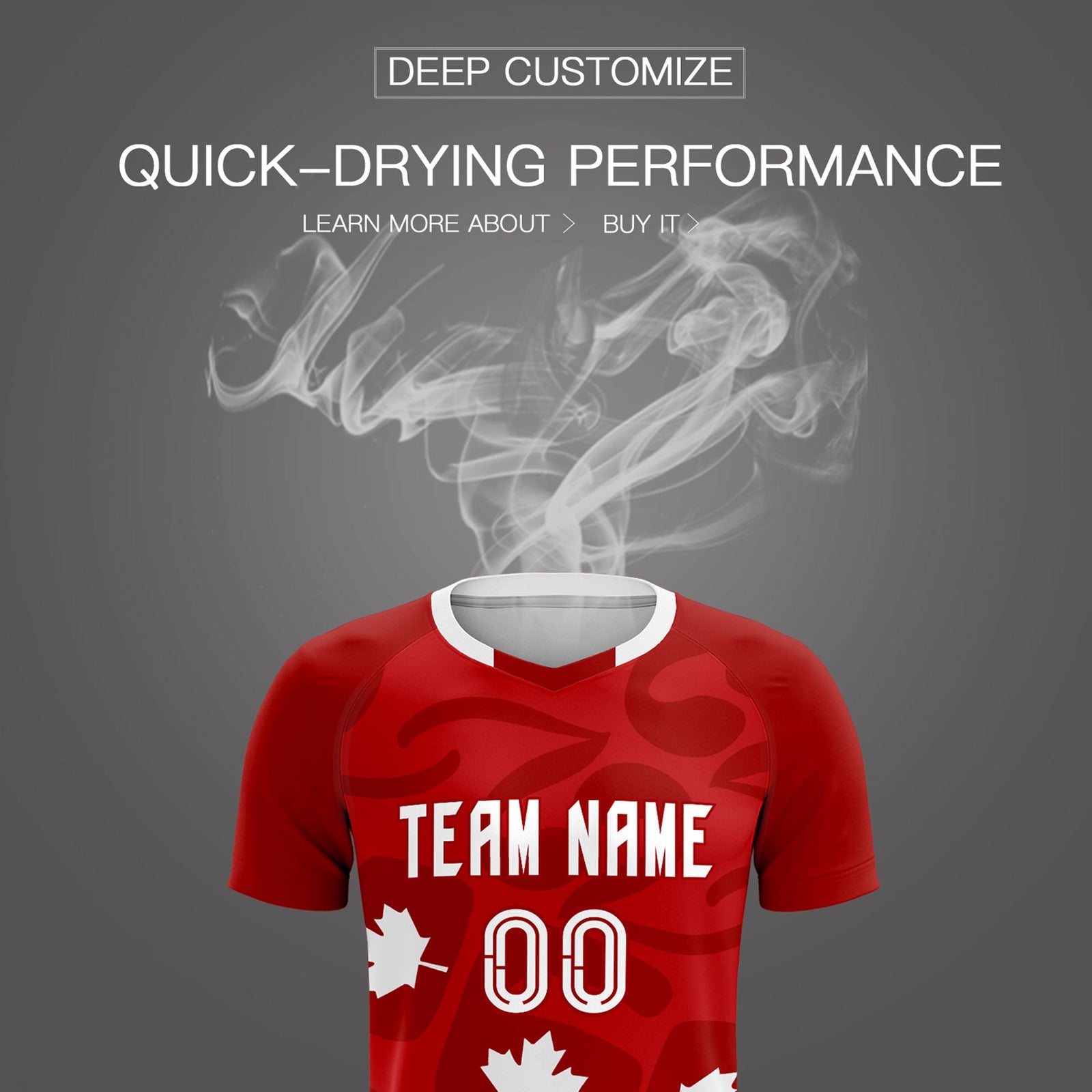 Custom Red Canada Maple Leaves World Cup Inspired Wrinkle-Resistant Graffiti Pattern Soccer Sets Jersey