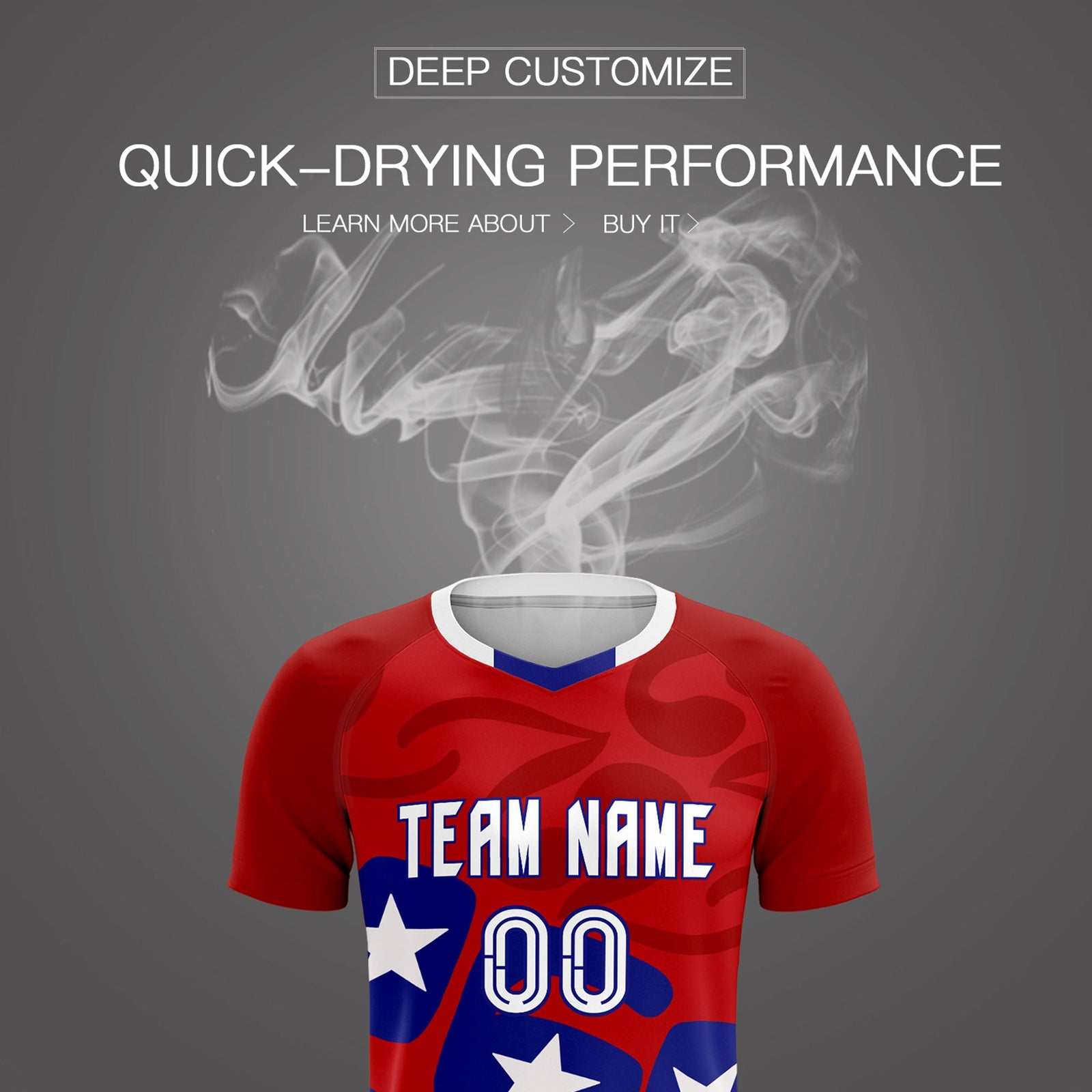 Custom Red America Star World Cup Inspired Breathable Graffiti Pattern Soccer Sets Jersey