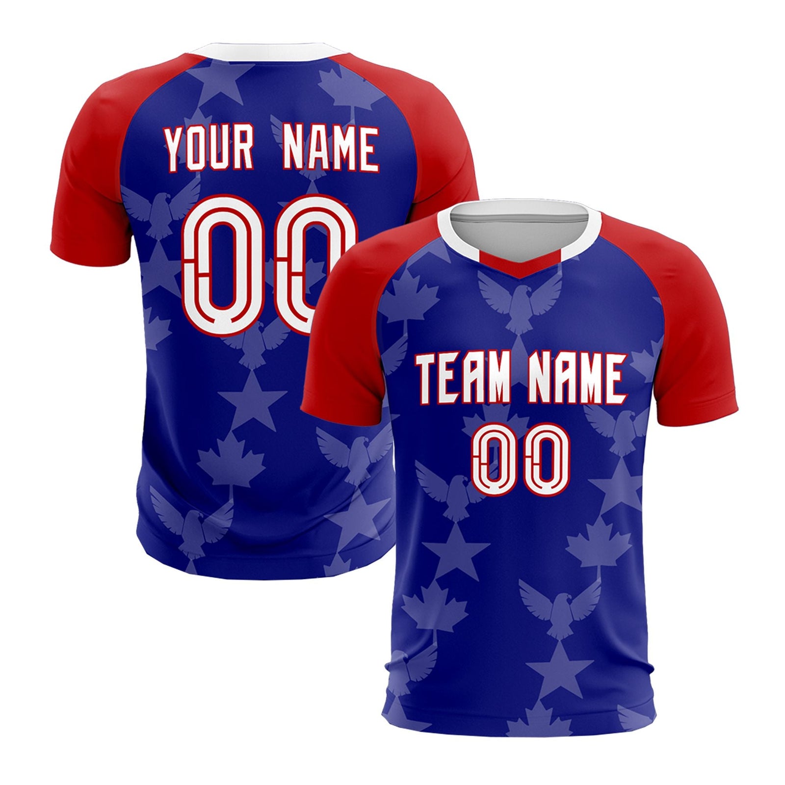 Custom Red Royal World Cup Inspired Wrinkle-Resistant Training Uniform Raglan Sleeve Soccer Sets Jersey