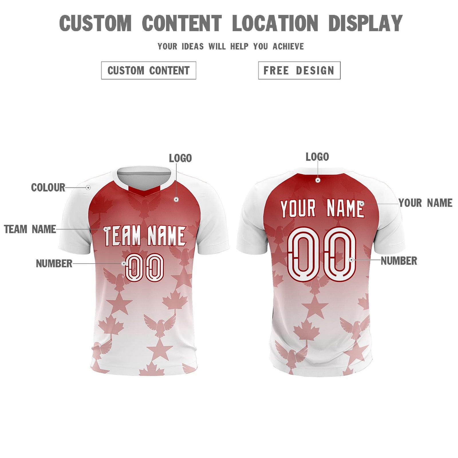 Custom White Red World Cup Inspired Wrinkle-Resistant Training Uniform Gradient Fashion Soccer Sets Jersey