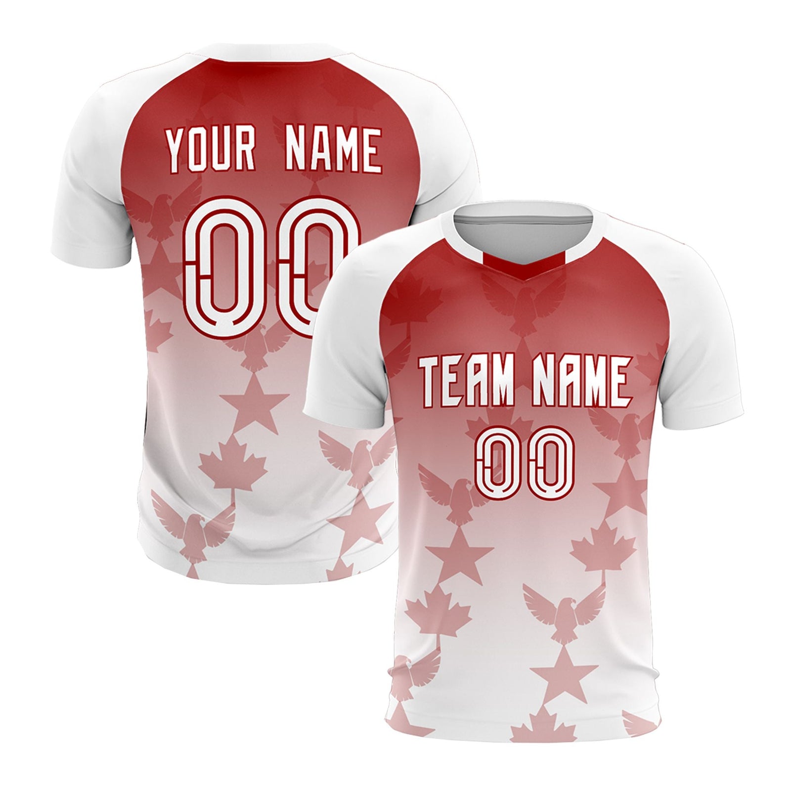 Custom White Red World Cup Inspired Wrinkle-Resistant Training Uniform Gradient Fashion Soccer Sets Jersey