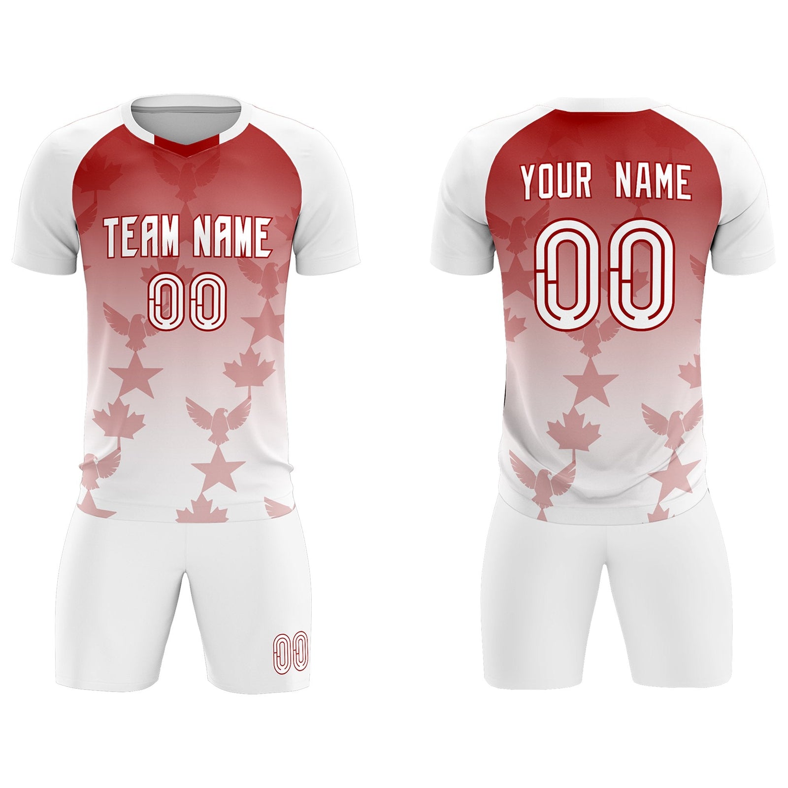Custom White Red World Cup Inspired Wrinkle-Resistant Training Uniform Gradient Fashion Soccer Sets Jersey